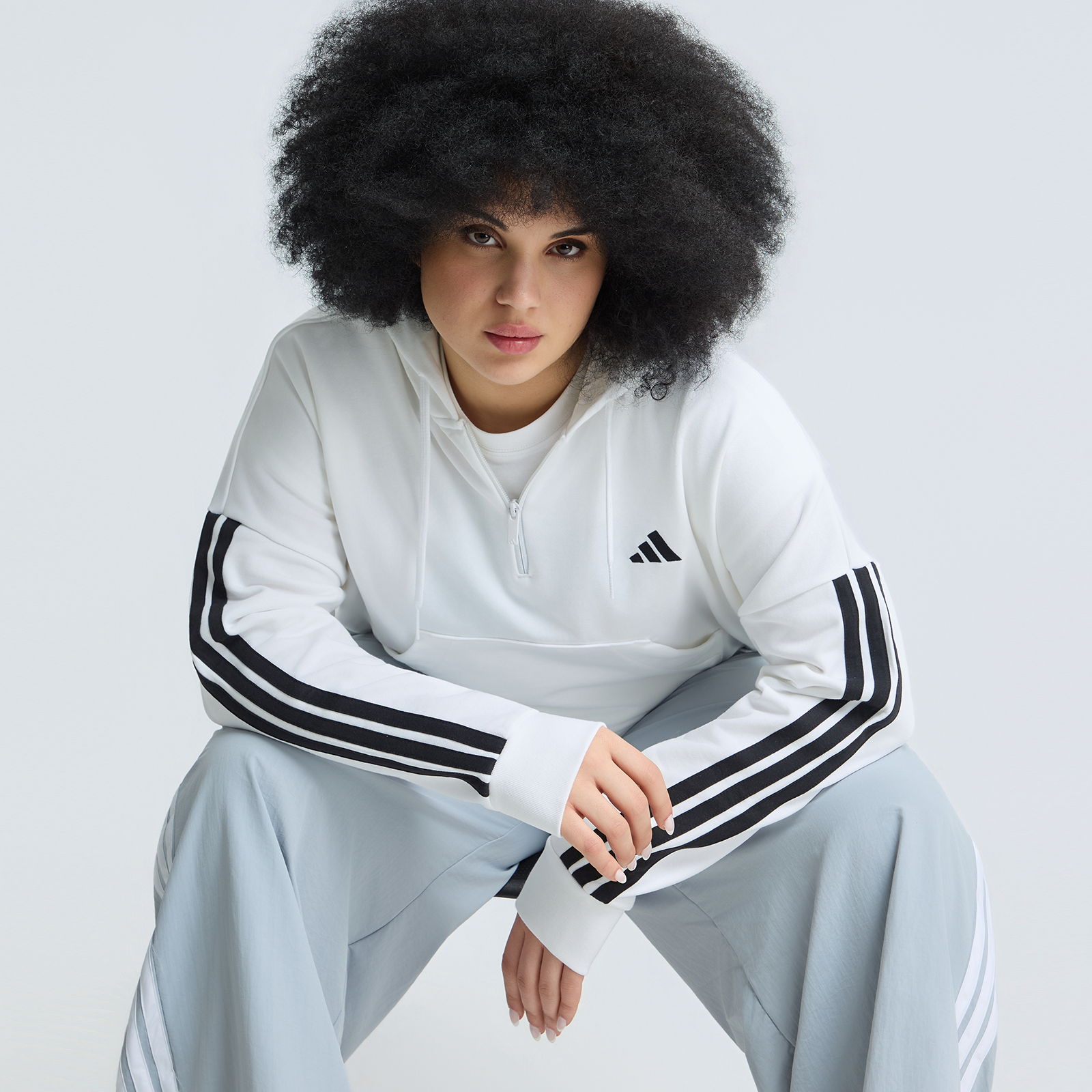 Essentials 3-Stripes French Terry Quarter-Zip Hoodie