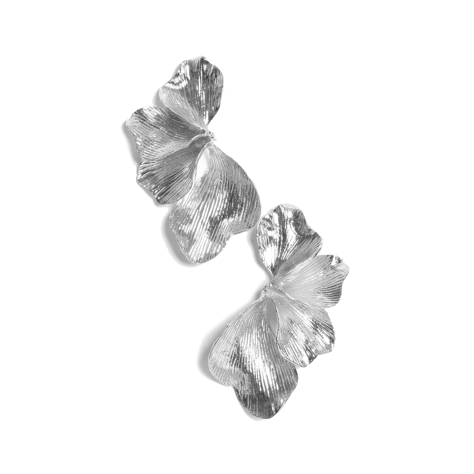 Fan-shaped embossed earrings