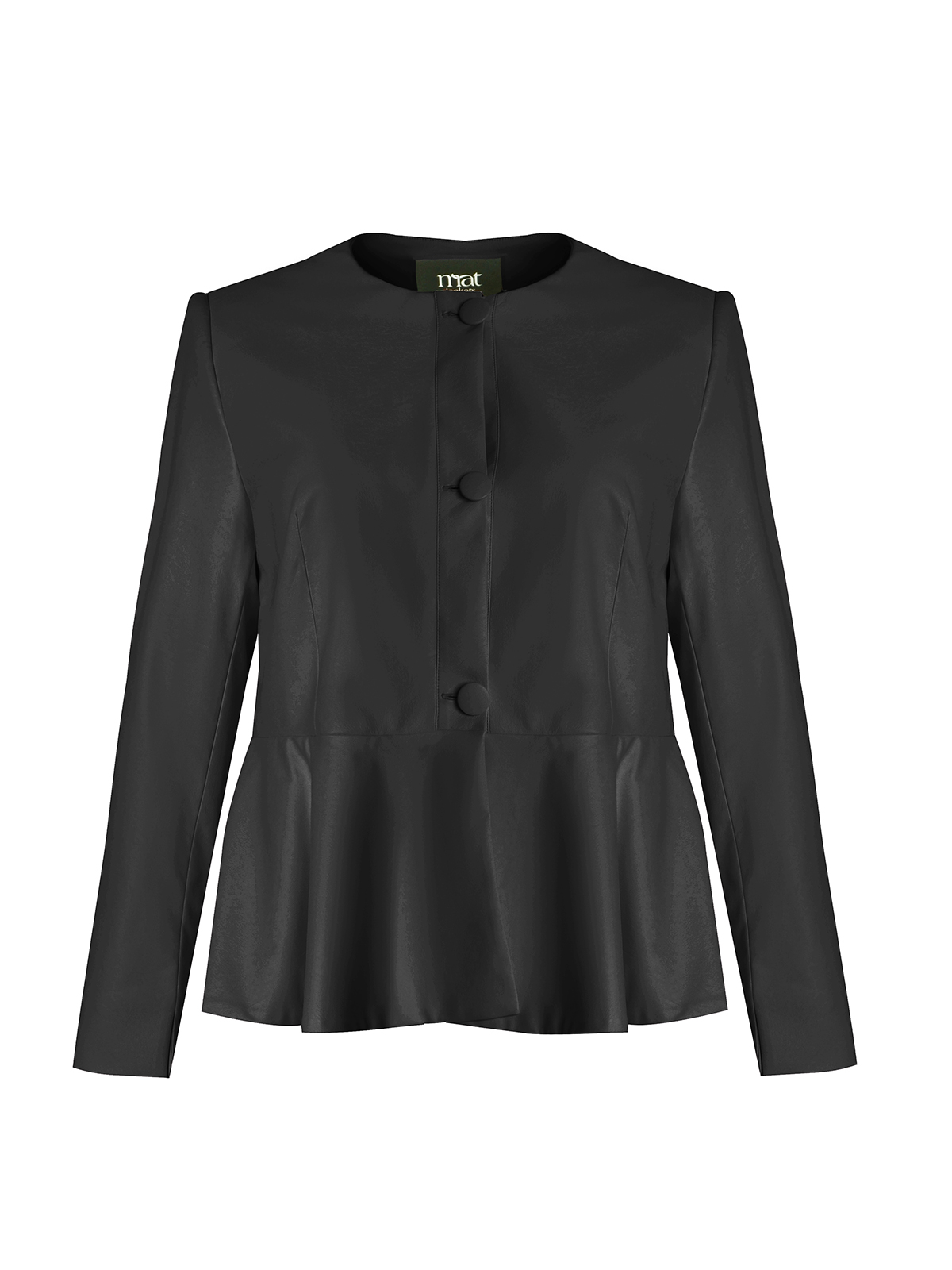 Faux-leather σακάκι με peplum τελείωμα φωτογραφία