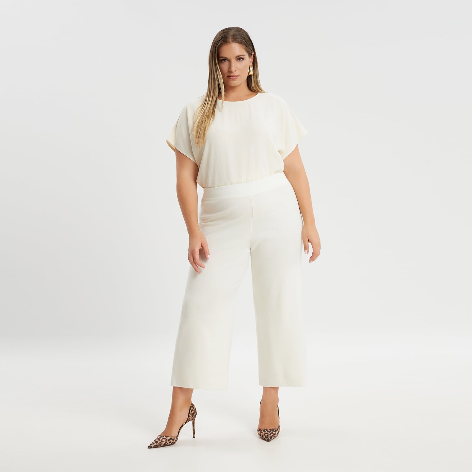 MAT FASHION Παντελόνα πλεκτή ζιπ κιλότ