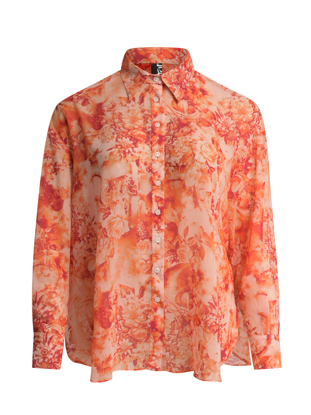 Floral chiffon long-sleeve shirt