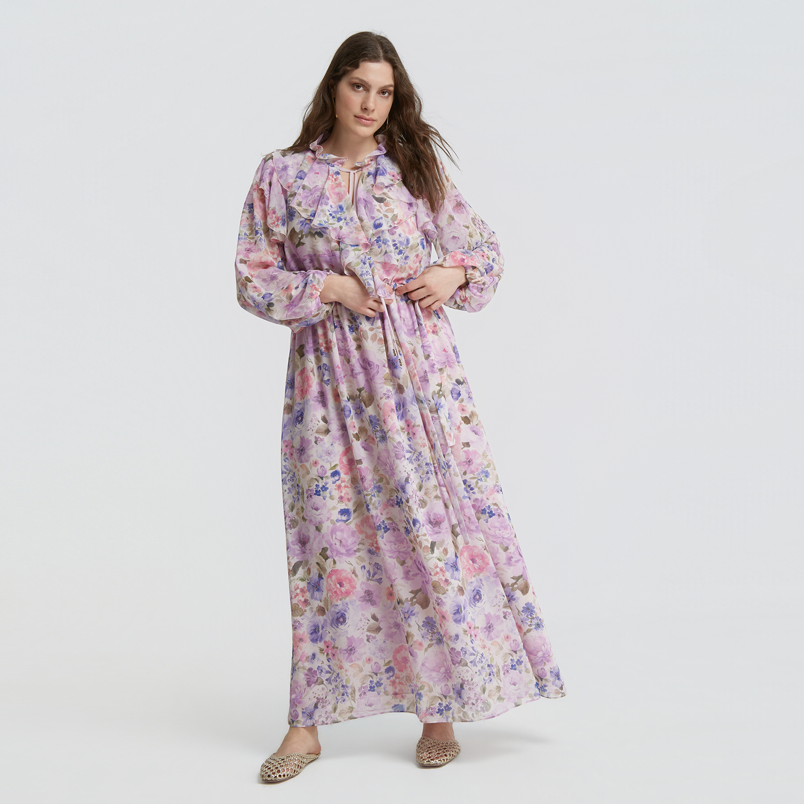 Floral dress with ruffle detail