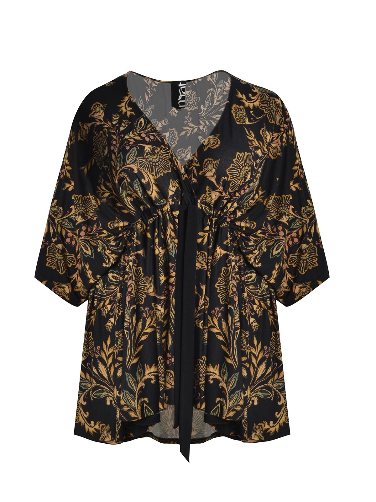 Μπλούζα με floral print και δέσιμο στη μέση φωτογραφία