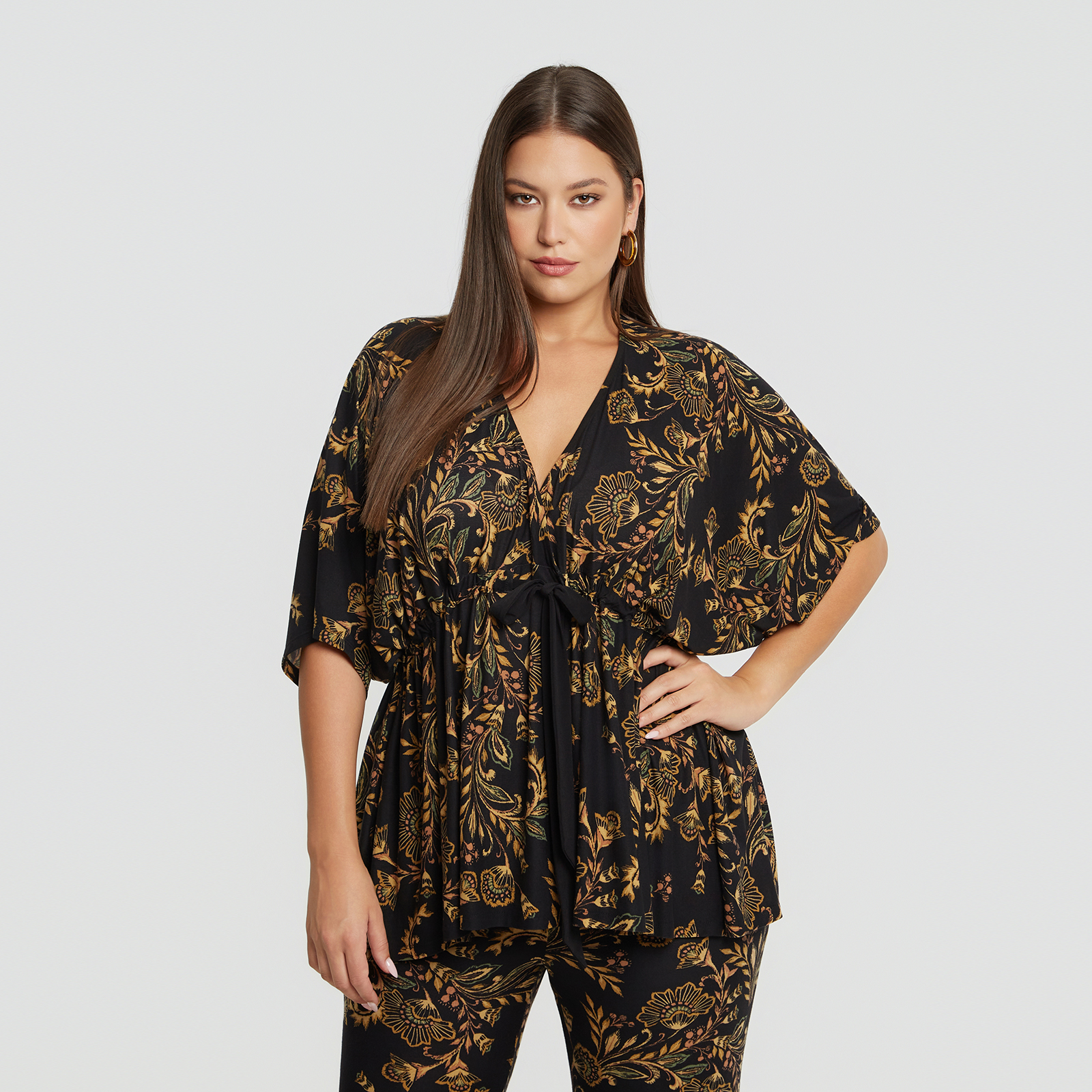 MAT FASHION Μπλούζα με floral print και δέσιμο στη μέση