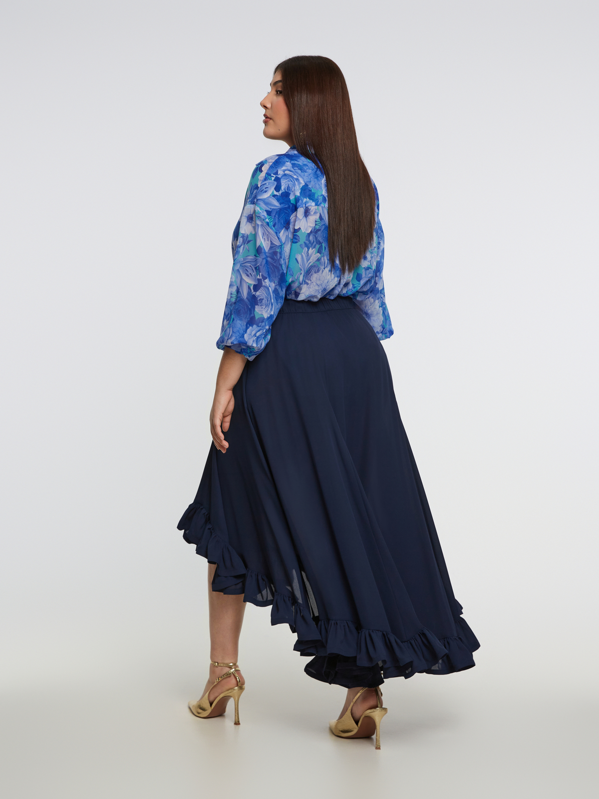 Αέρινη maxi φούστα με βολάν φωτογραφία