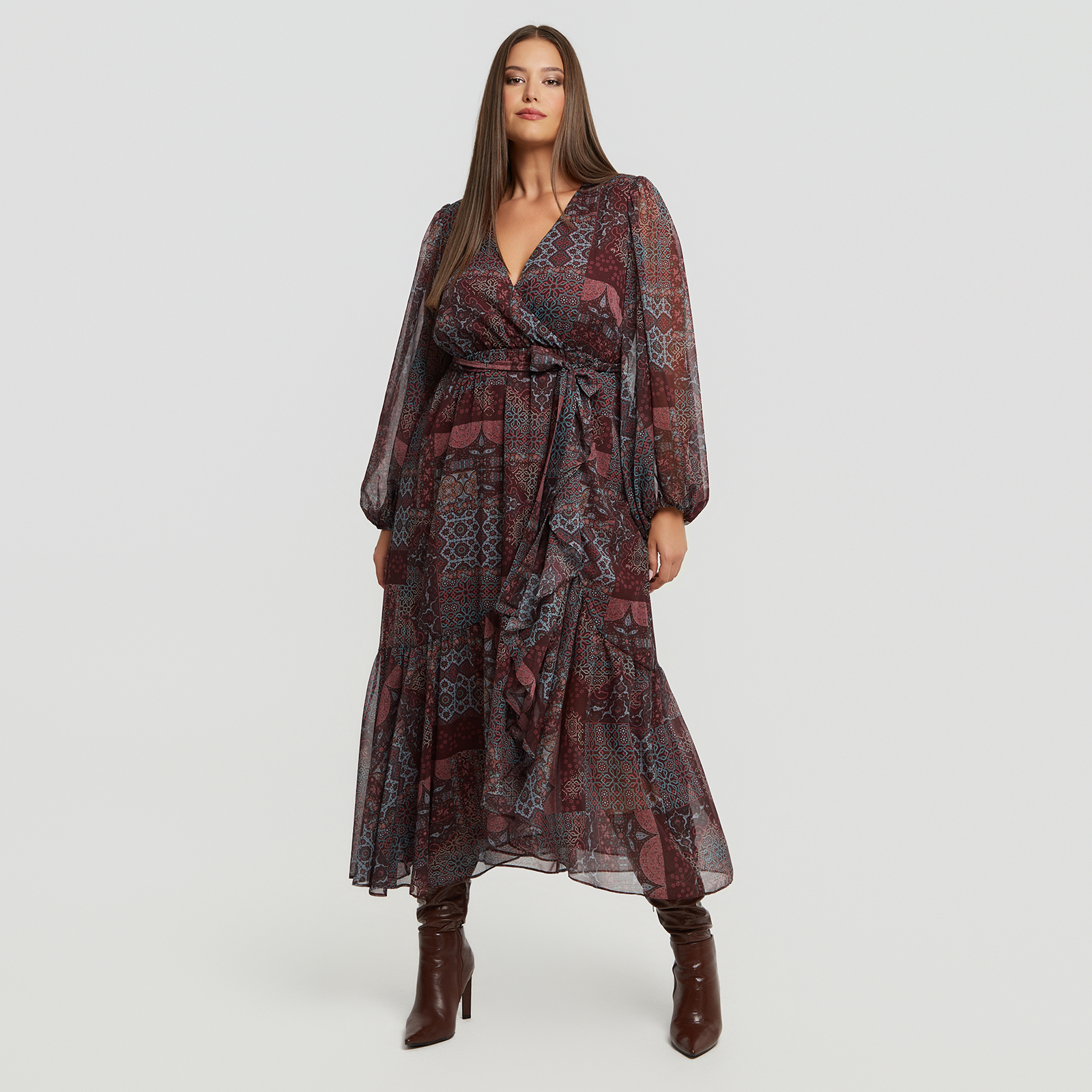 MAT FASHION Εμπριμέ κρουαζέ φόρεμα