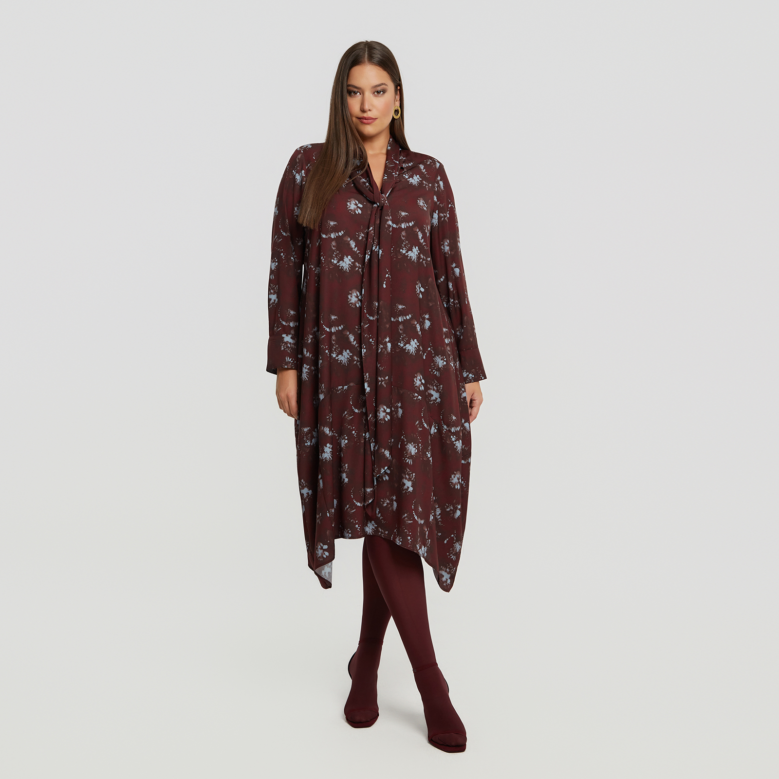 MAT FASHION Midi φλοράλ φόρεμα με δέσιμο στο λαιμό