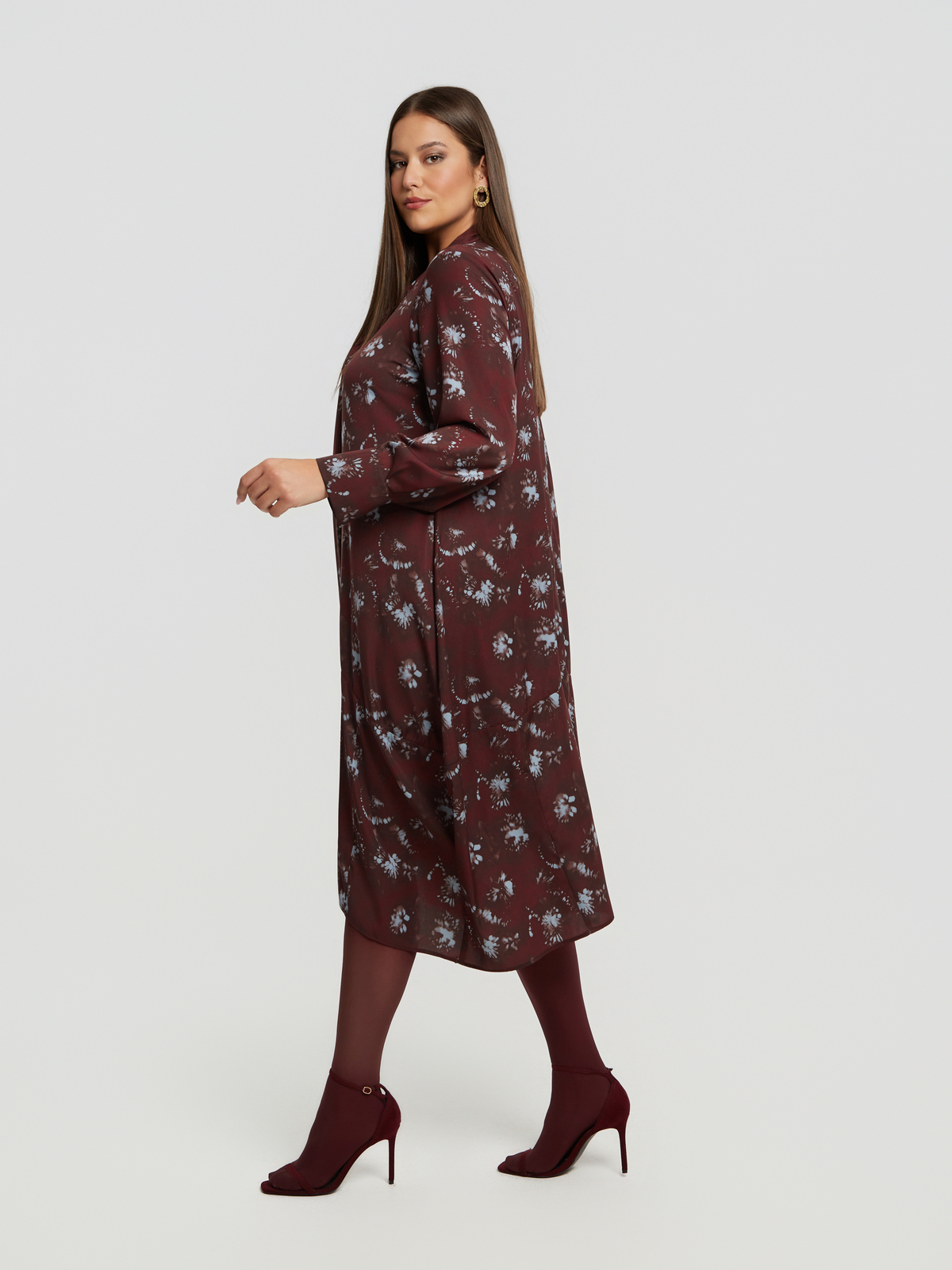 Midi φλοράλ φόρεμα με δέσιμο στο λαιμό φωτογραφία