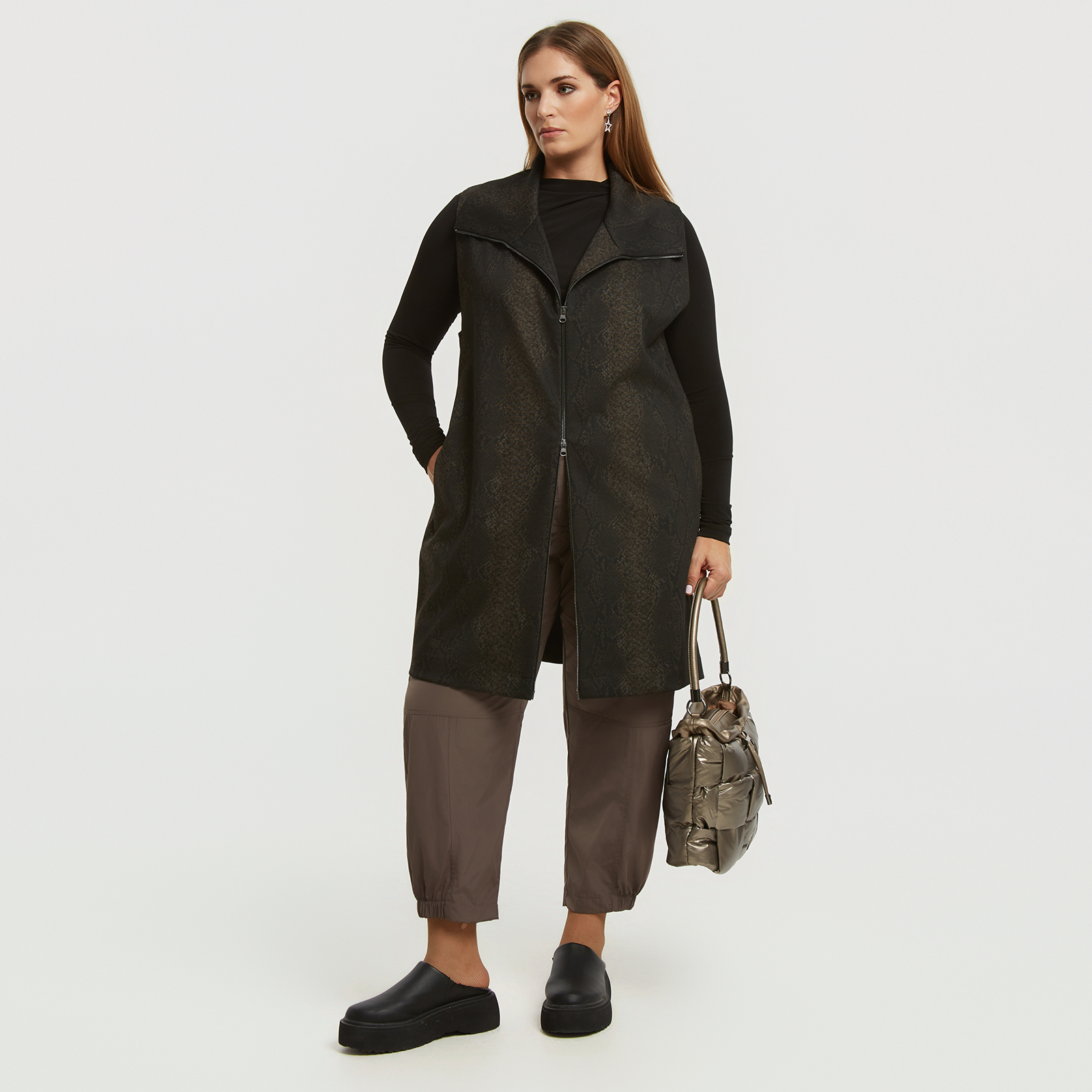 MAT FASHION Animal-print γιλέκο με φερμουάρ