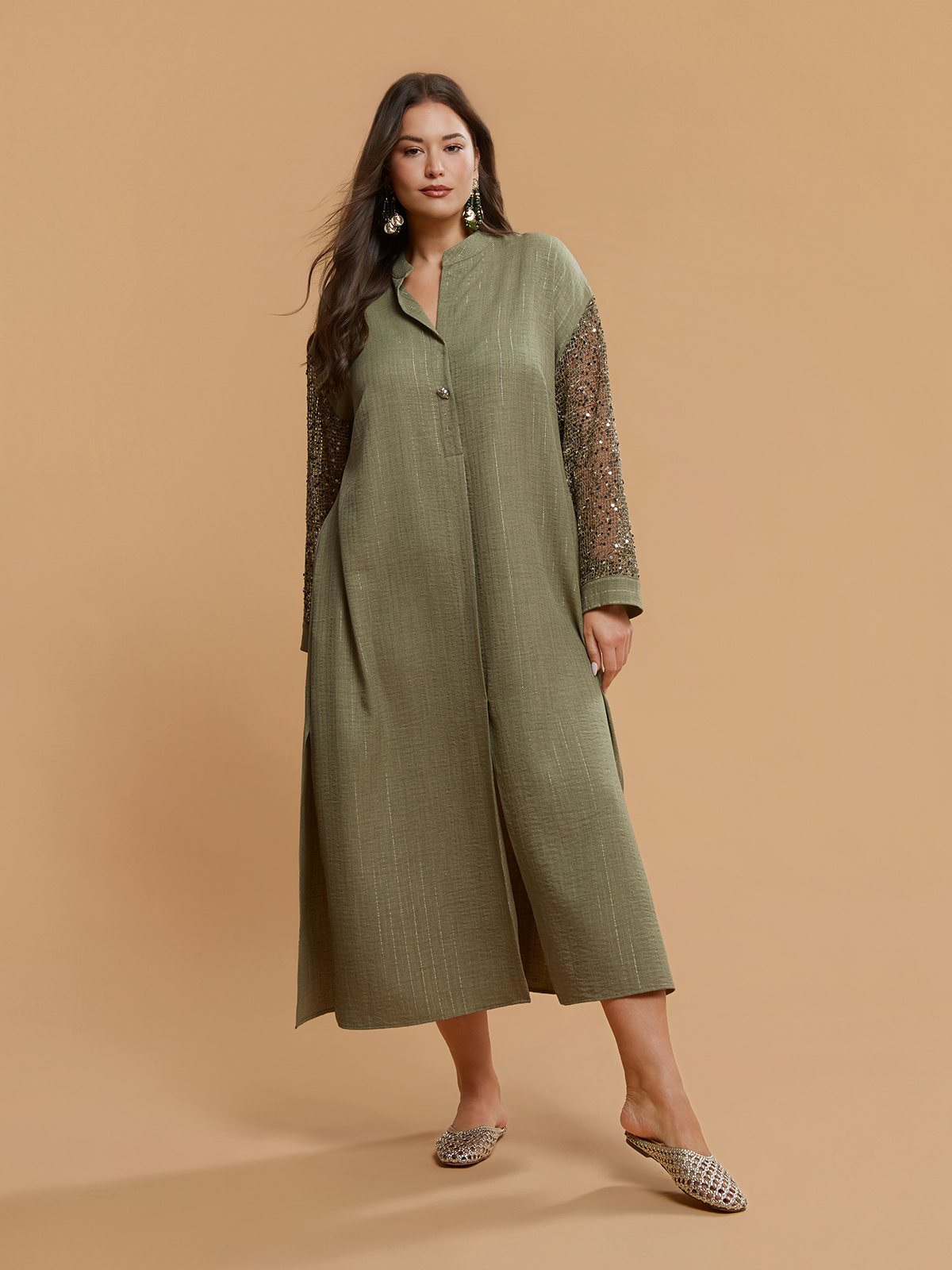 Maxi φόρεμα με lurex υφή και παγιέτες φωτογραφία