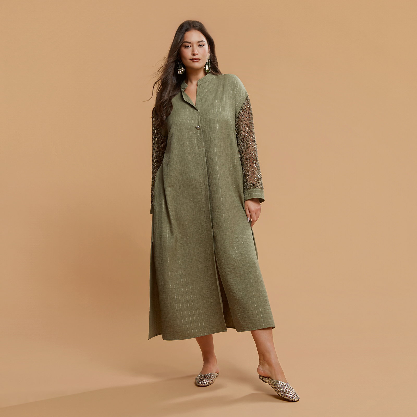 Maxi φόρεμα με lurex υφή και παγιέτες