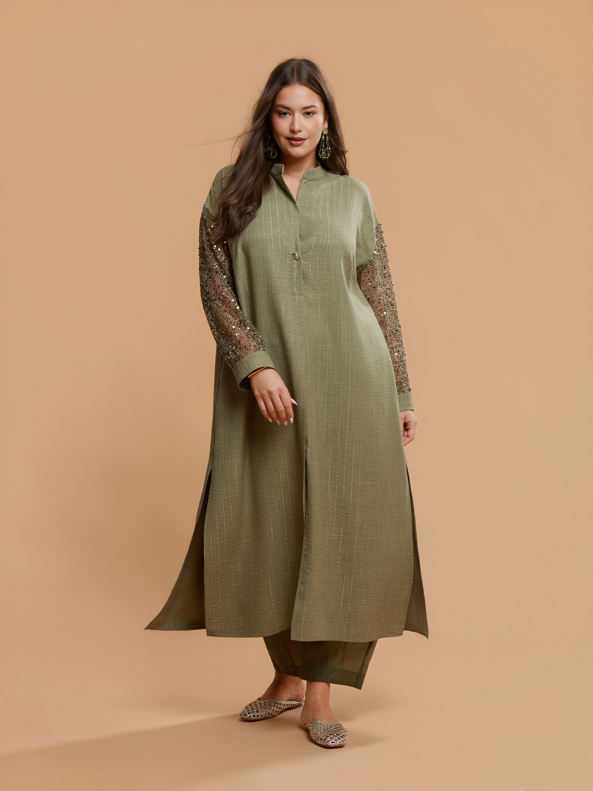 Maxi φόρεμα με lurex υφή και παγιέτες φωτογραφία