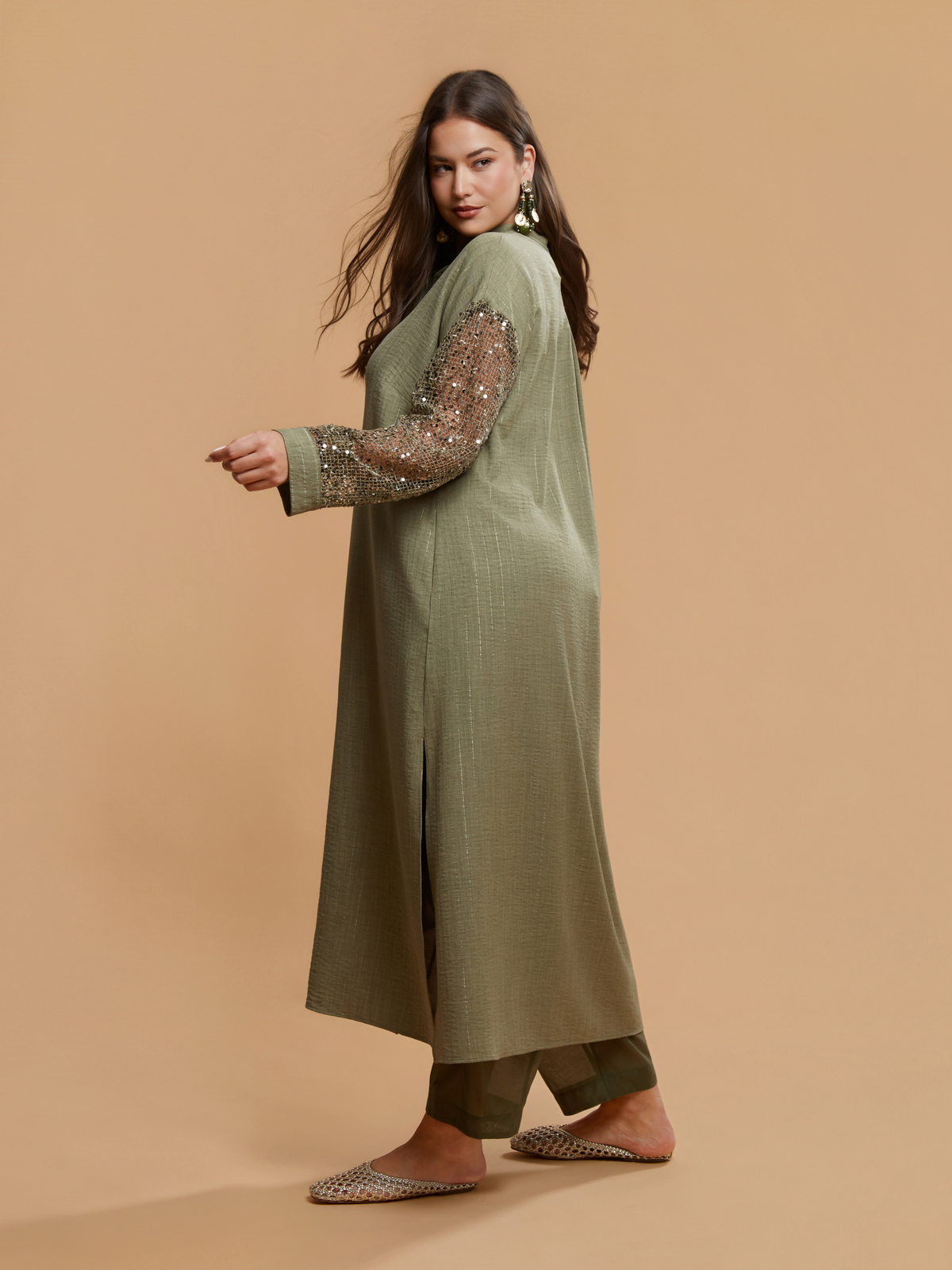 Maxi φόρεμα με lurex υφή και παγιέτες φωτογραφία