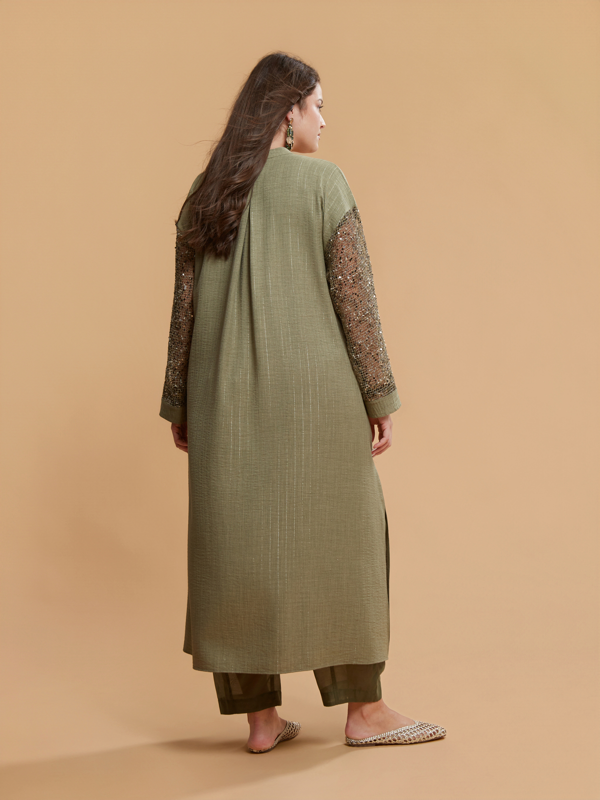 Maxi φόρεμα με lurex υφή και παγιέτες φωτογραφία