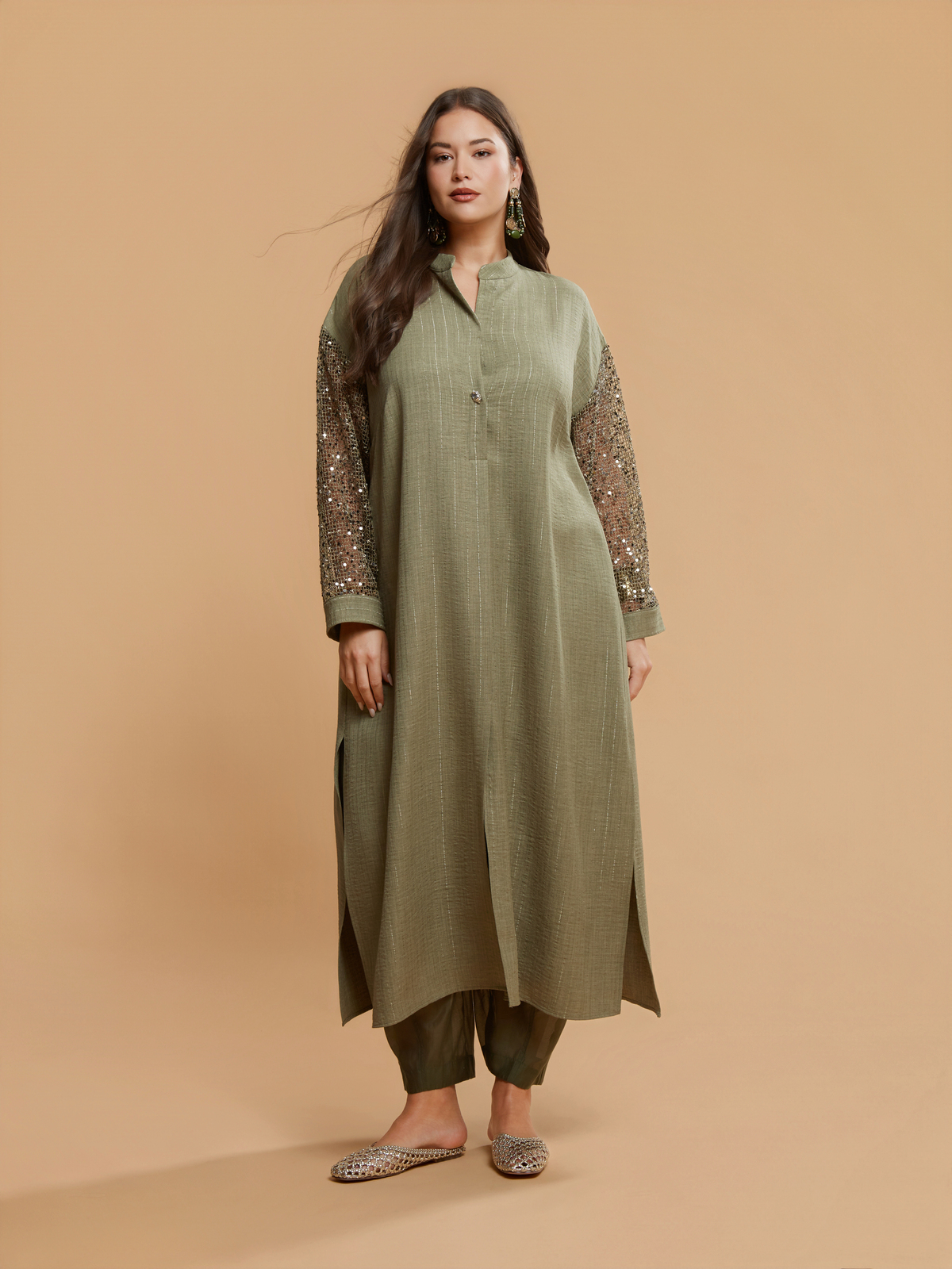Maxi φόρεμα με lurex υφή και παγιέτες φωτογραφία