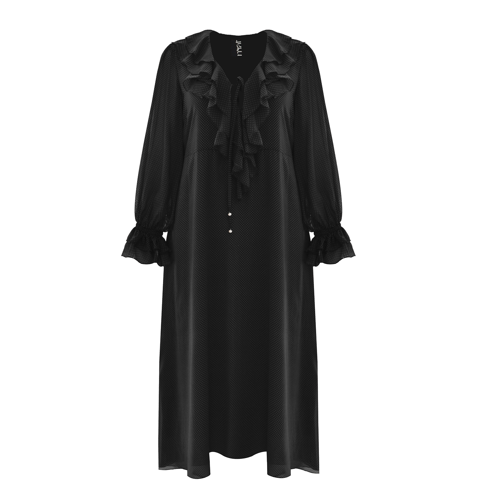 MAT FASHION Maxi φόρεμα με βολάν και πουά μοτίβο