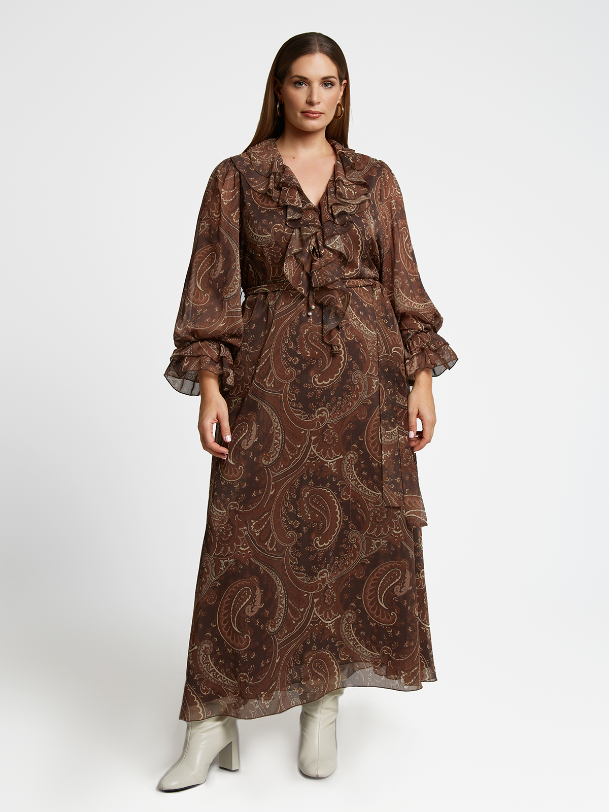 Φόρεμα με paisley σχέδιο και βολάν φωτογραφία