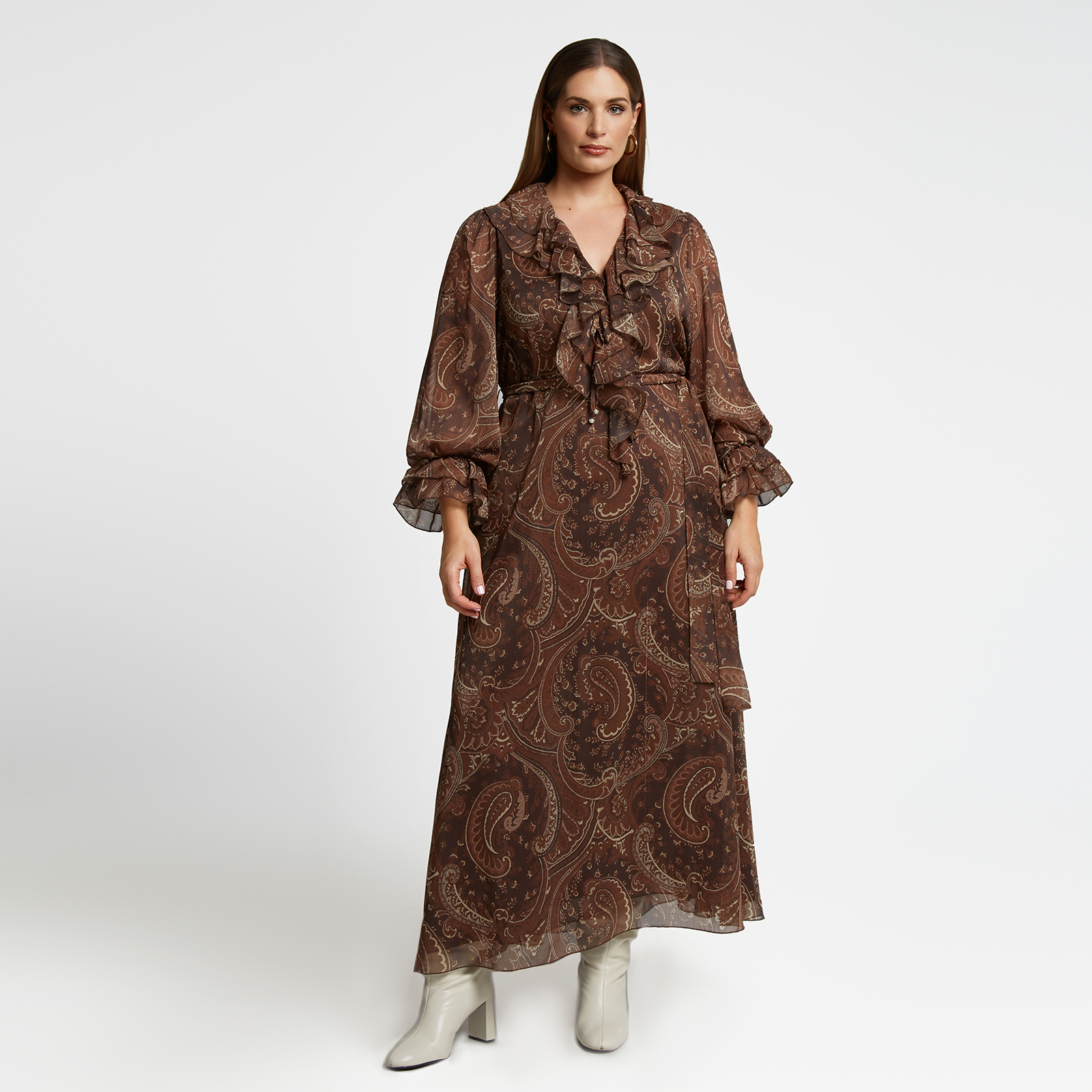 MAT FASHION Φόρεμα με paisley σχέδιο και βολάν