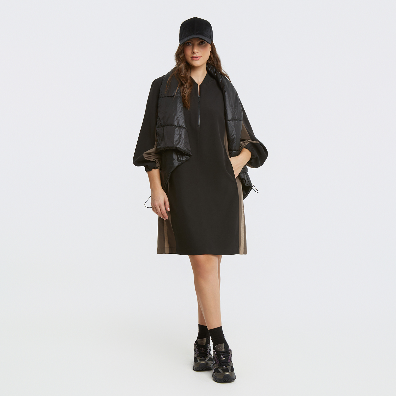 MAT FASHION Δίχρωμο sporty chic φόρεμα με φερμουάρ