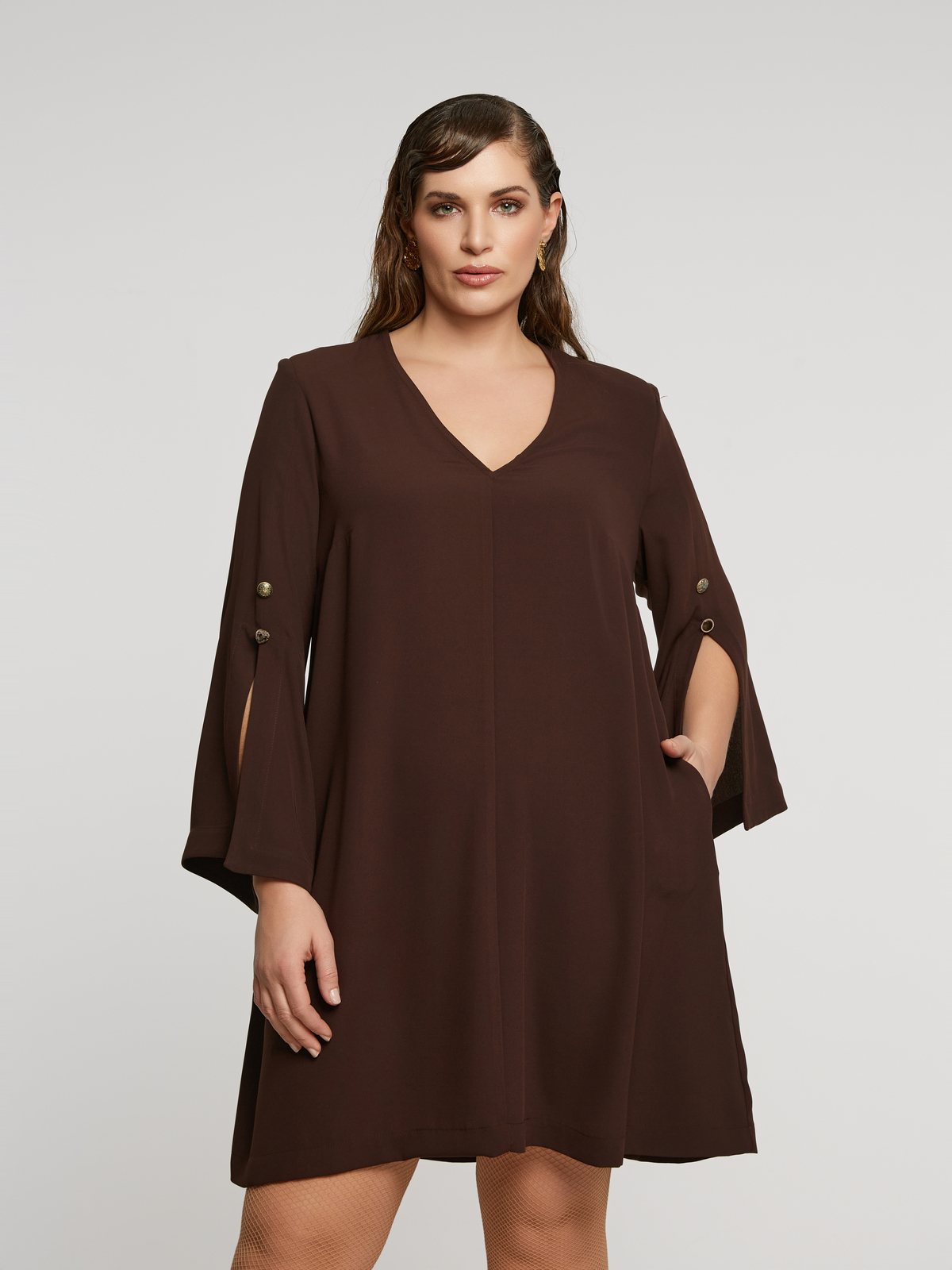 Μίνι φόρεμα κρεπ σε Α-γραμμή φωτογραφία