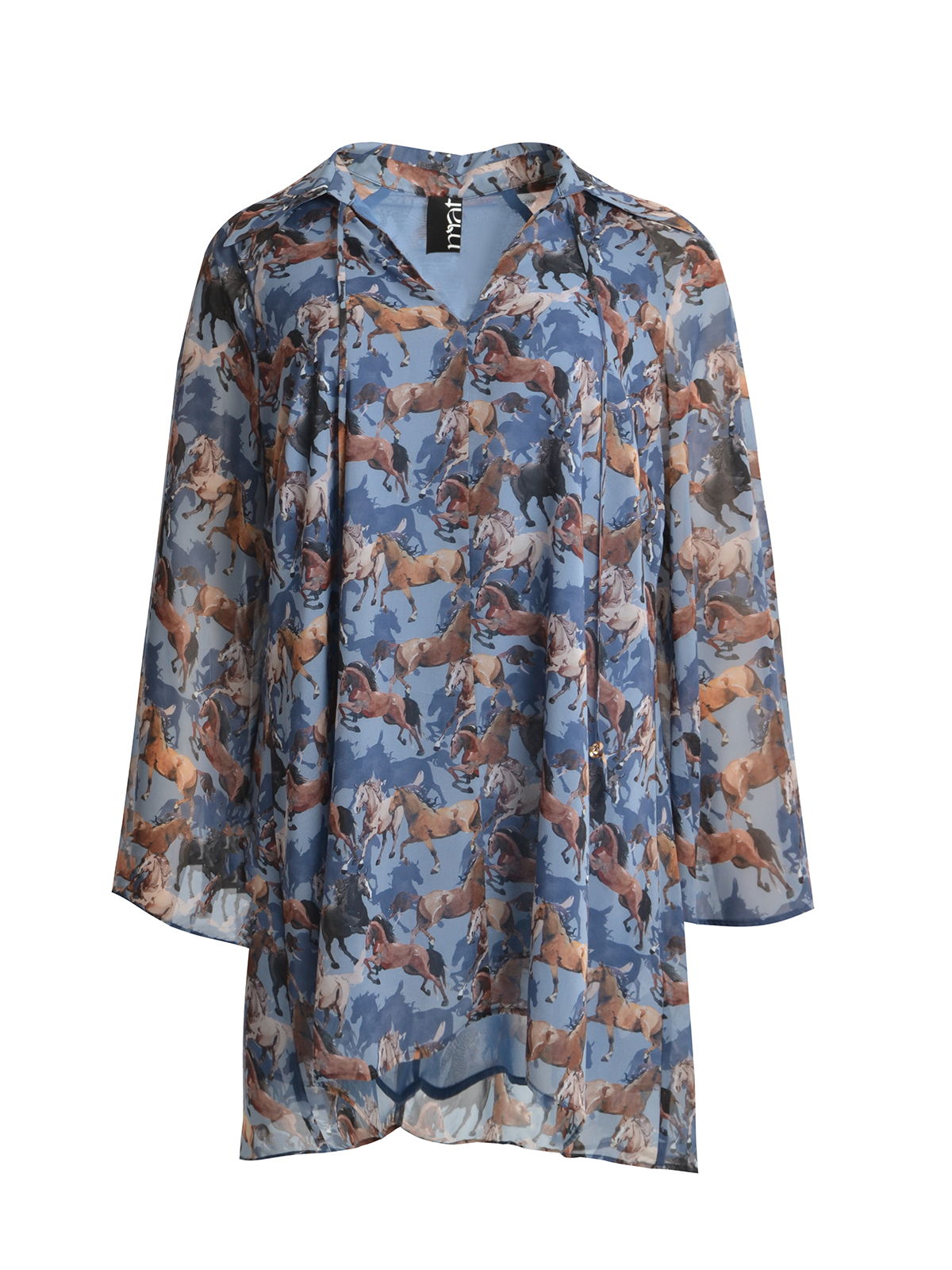 Mini φόρεμα με εντυπωσιακό equestrian σχέδιο και δέσιμο στη λαιμόκοψη φωτογραφία