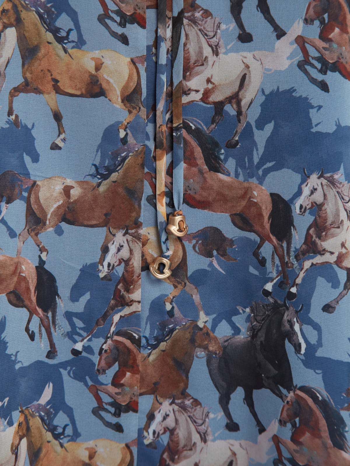 Mini φόρεμα με εντυπωσιακό equestrian σχέδιο και δέσιμο στη λαιμόκοψη φωτογραφία