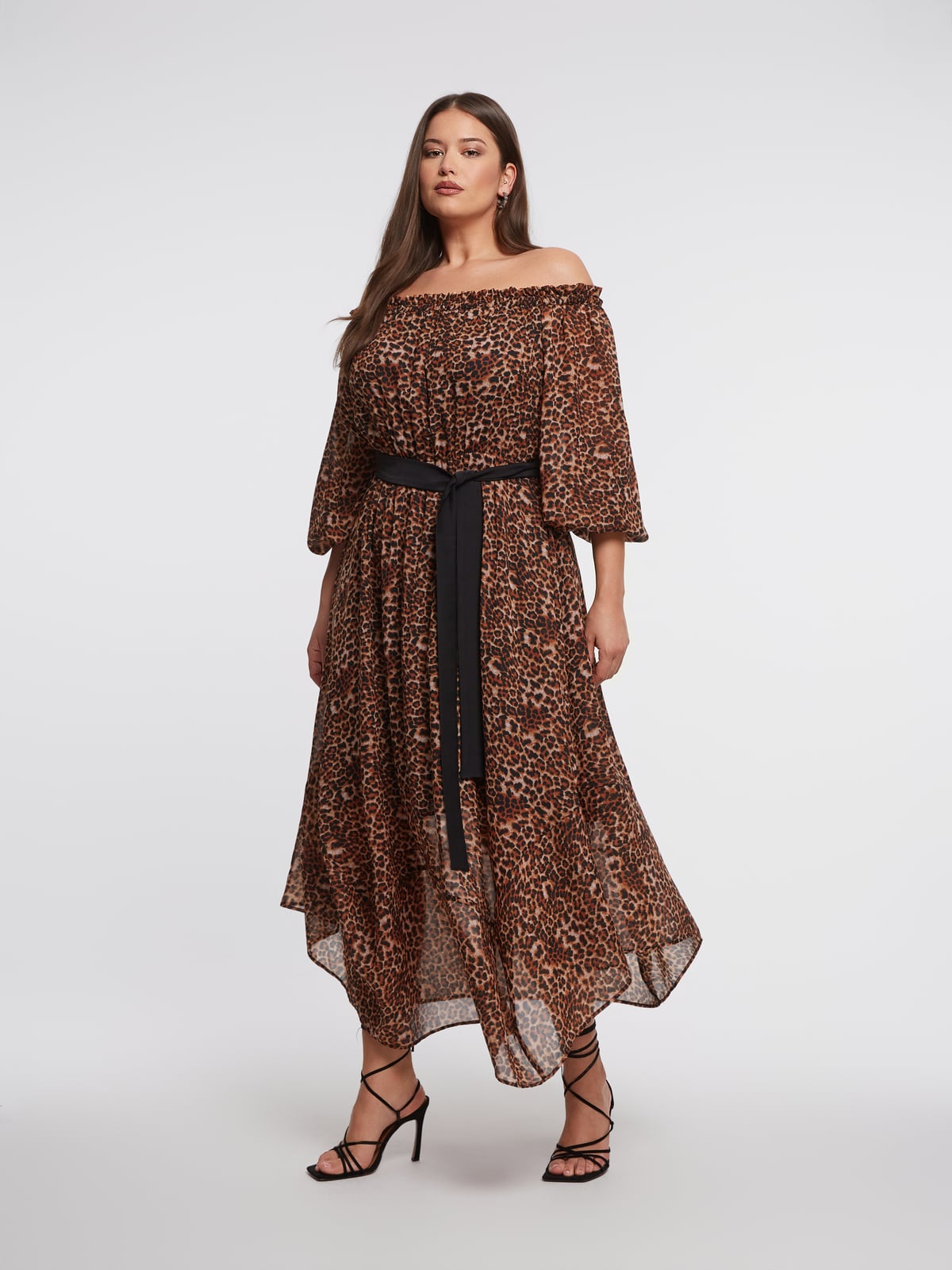 Maxi φόρεμα animal print με ζώνη φωτογραφία