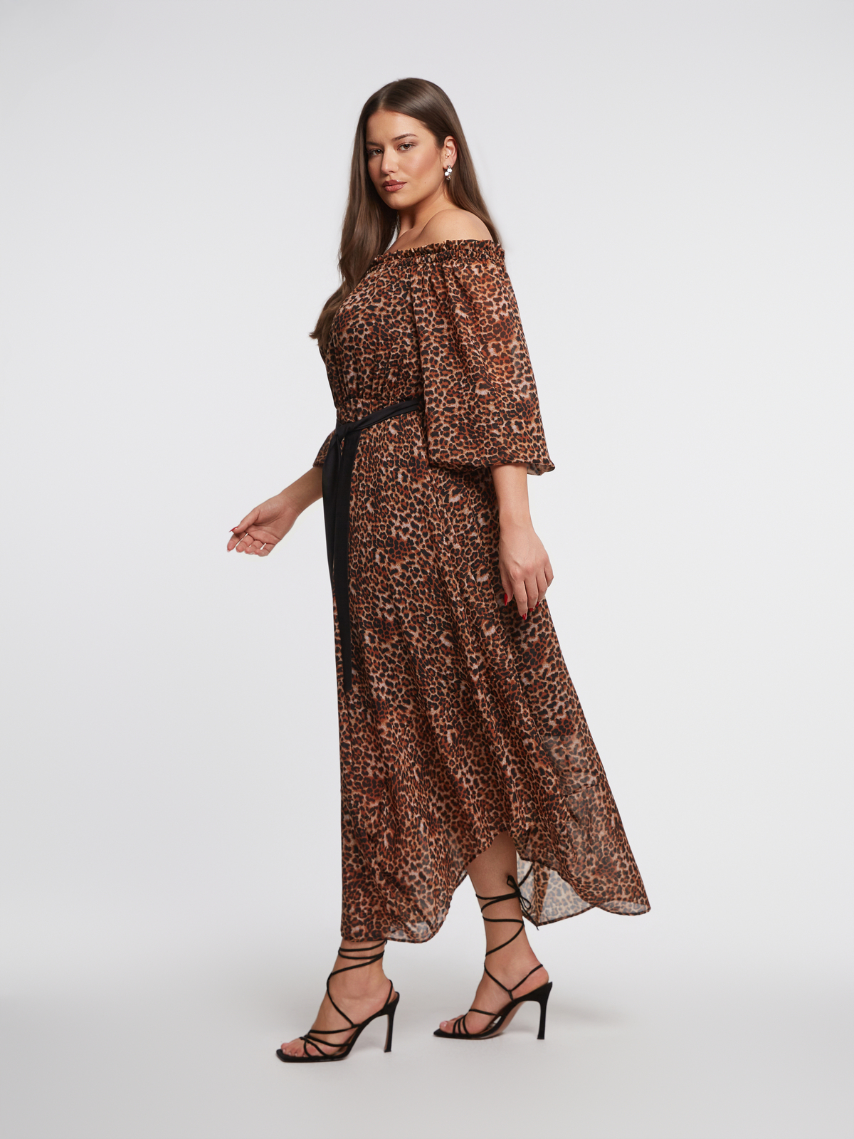 Maxi φόρεμα animal print με ζώνη φωτογραφία