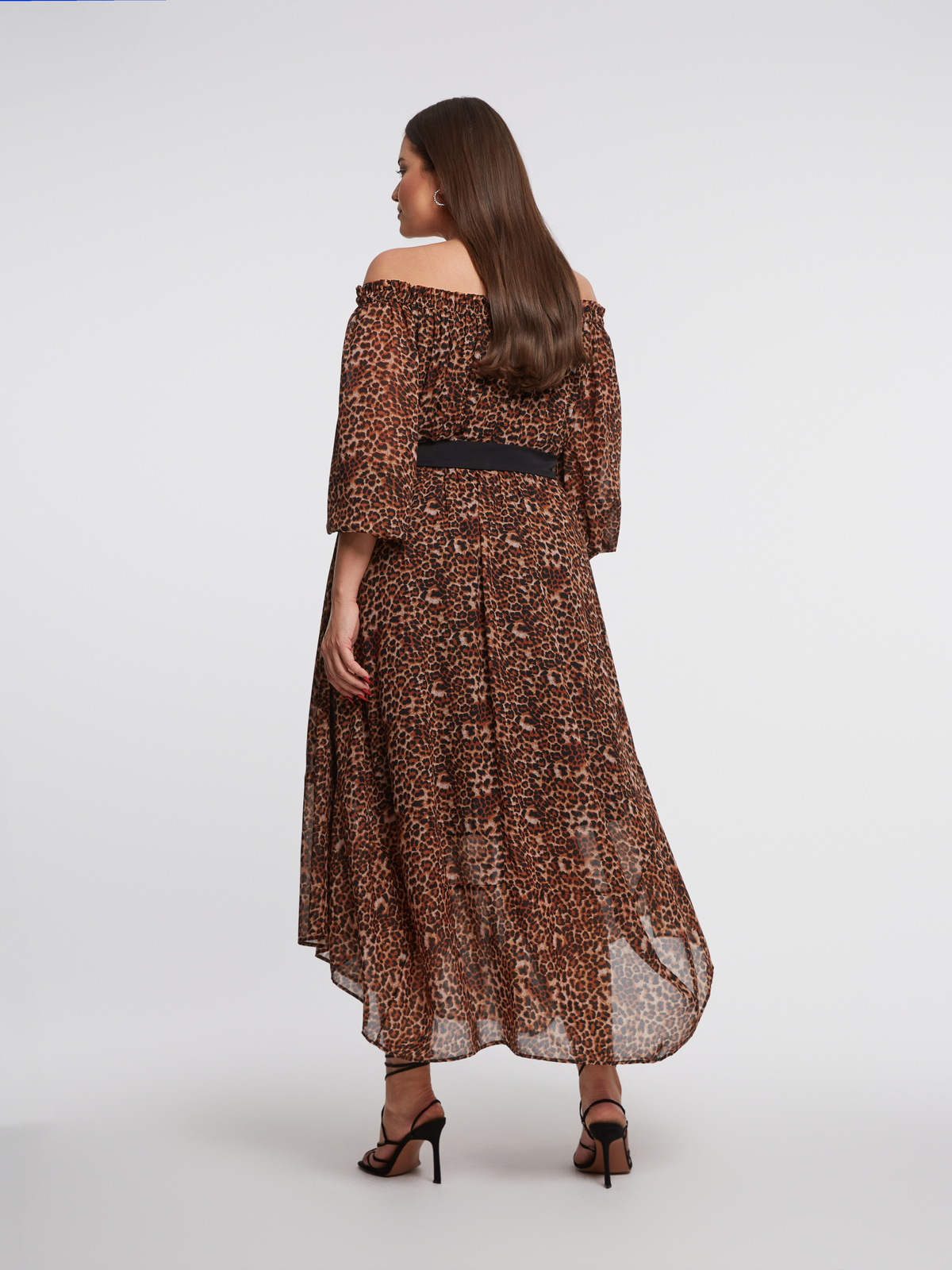 Maxi φόρεμα animal print με ζώνη φωτογραφία