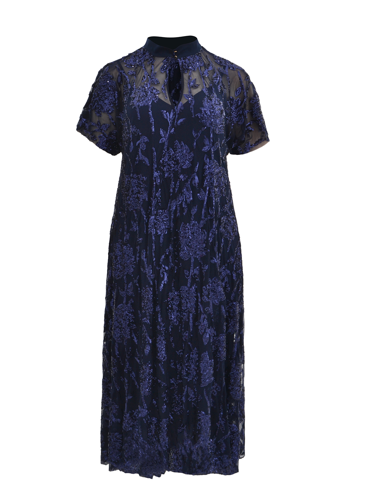 Maxi φόρεμα από τούλι με κεντημένα φλοράλ sequin μοτίβα φωτογραφία