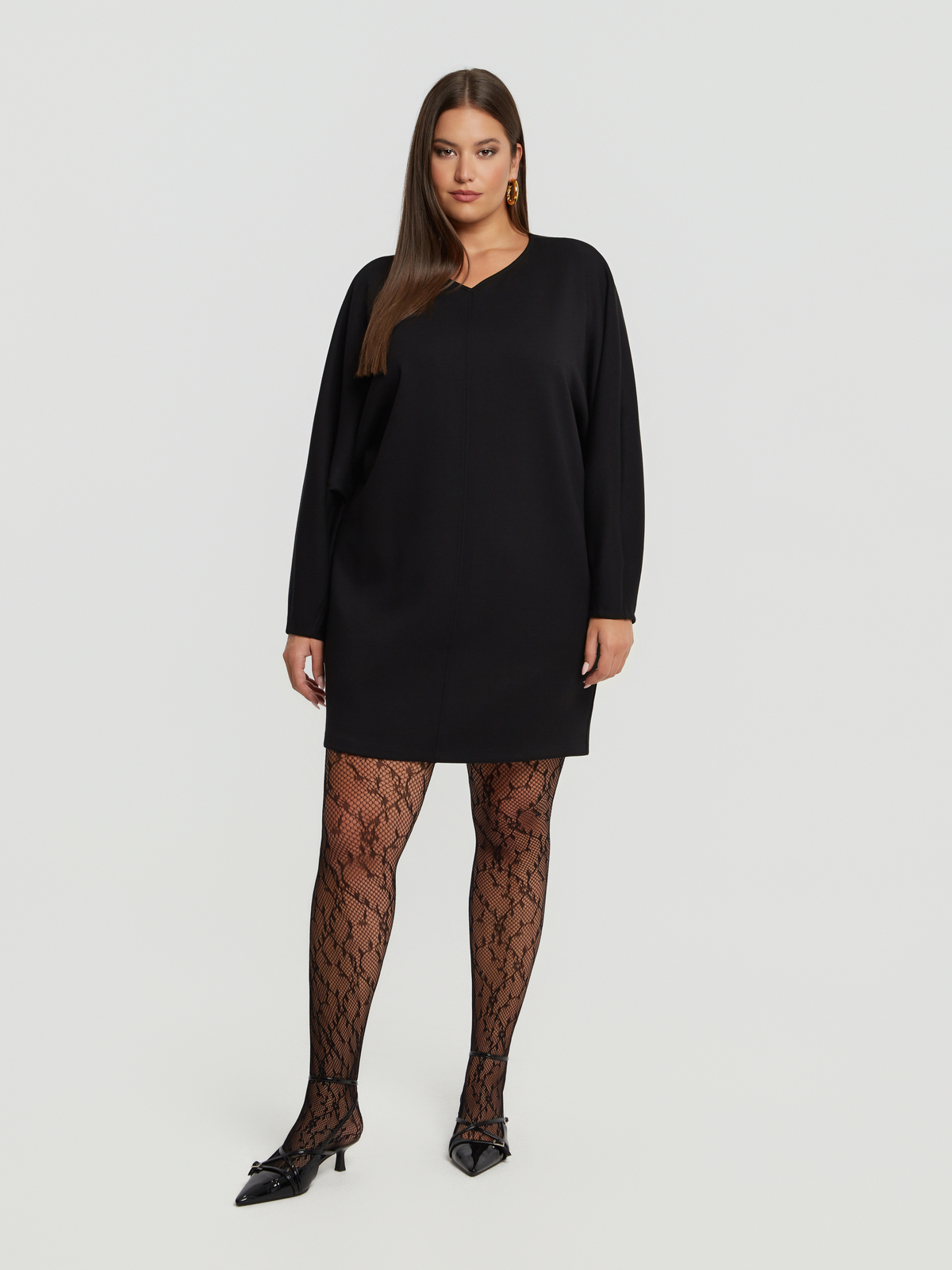 Φόρεμα φούτερ V με ραφή μπροστά φωτογραφία