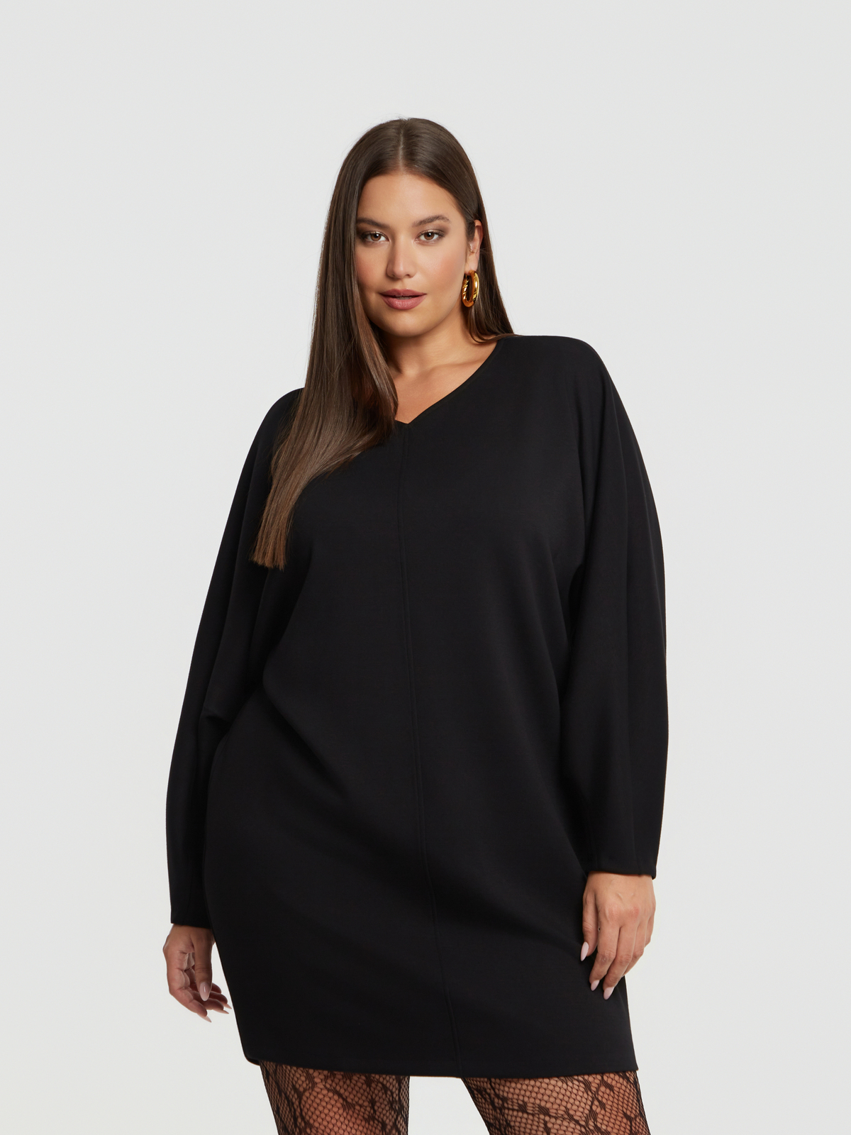 Φόρεμα φούτερ V με ραφή μπροστά φωτογραφία