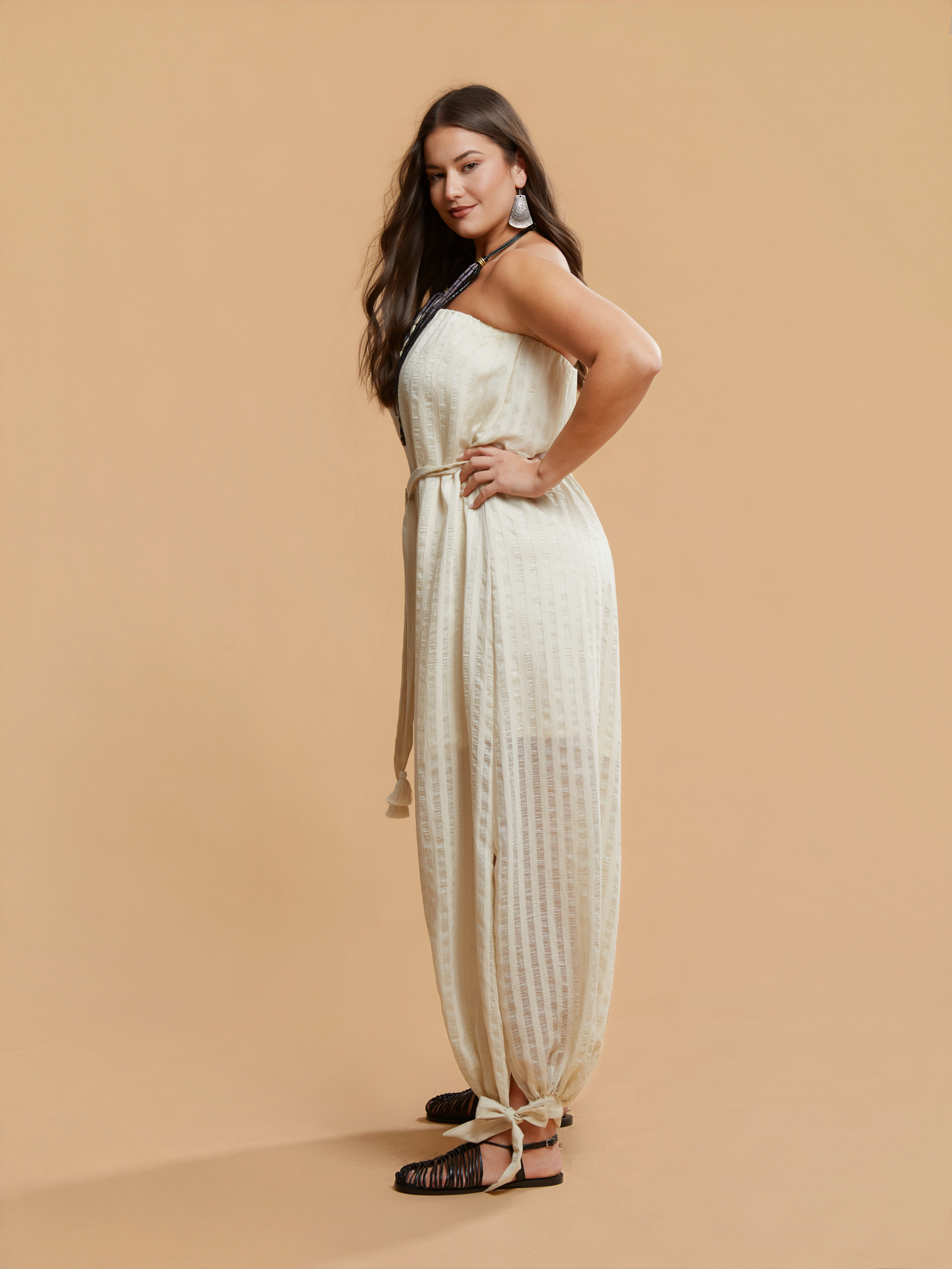 Strapless ριγέ ολόσωμη φόρμα φωτογραφία