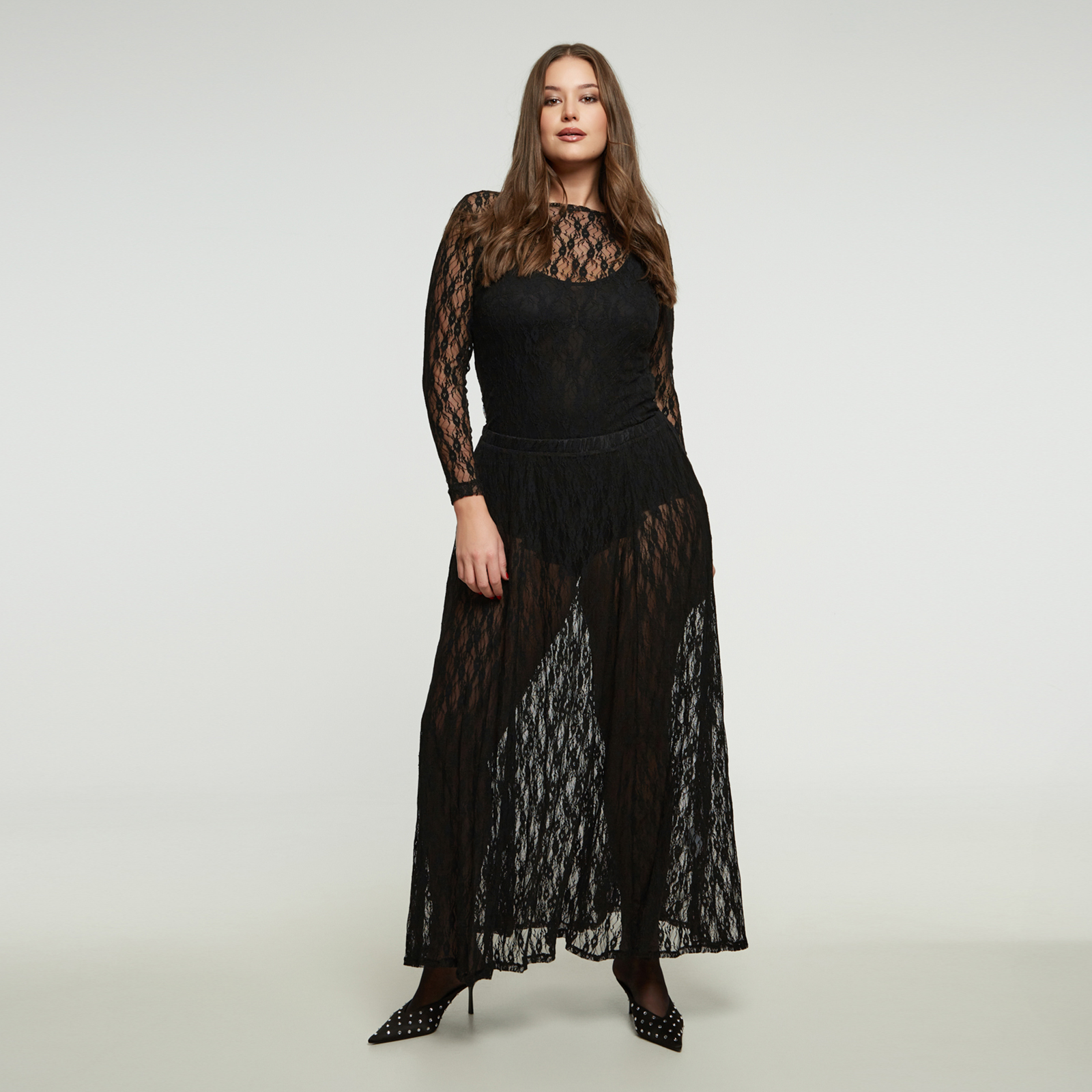 MAT FASHION Μαύρη maxi φούστα δαντέλα