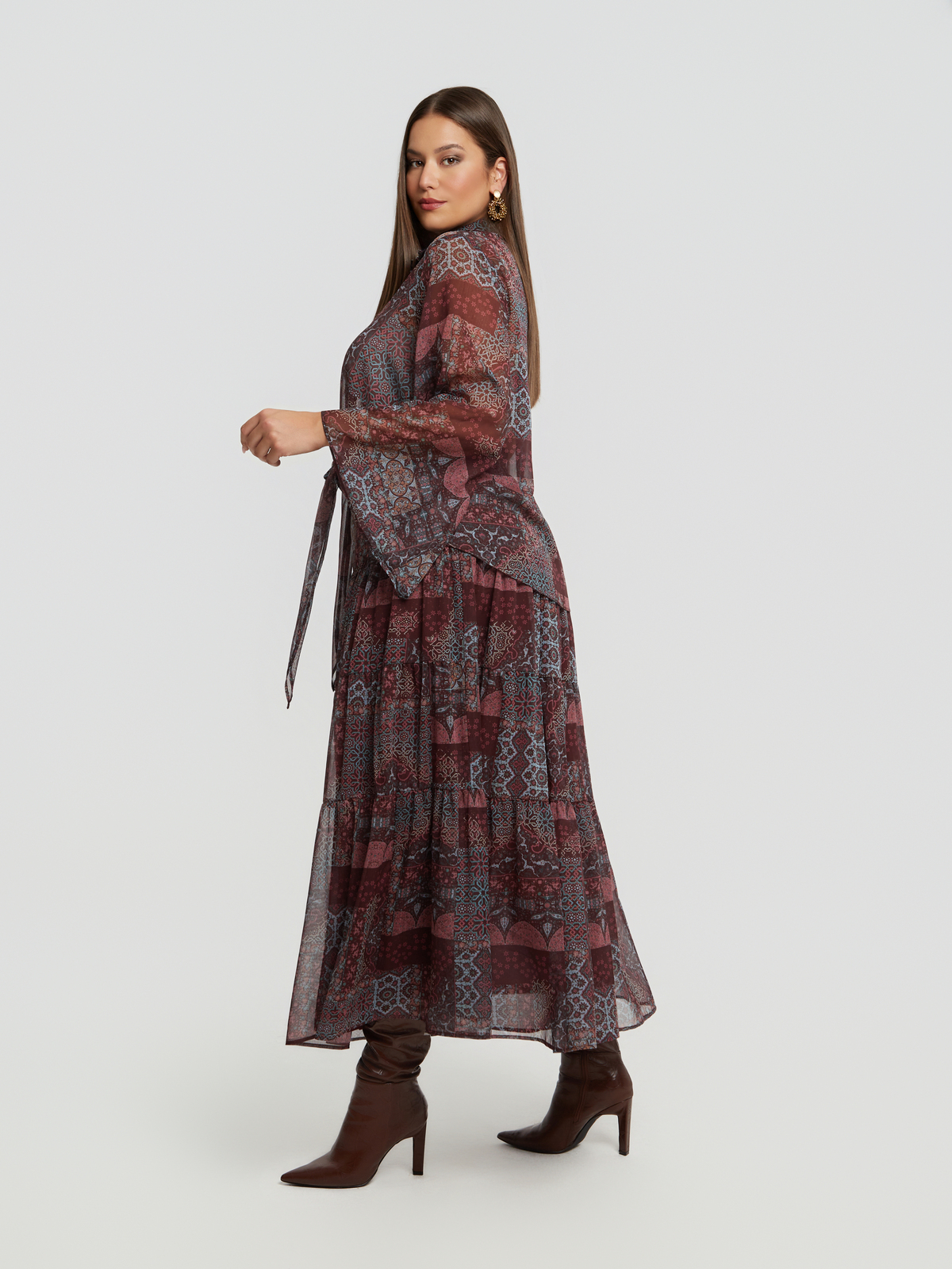 Εμπριμέ maxi φούστα φωτογραφία