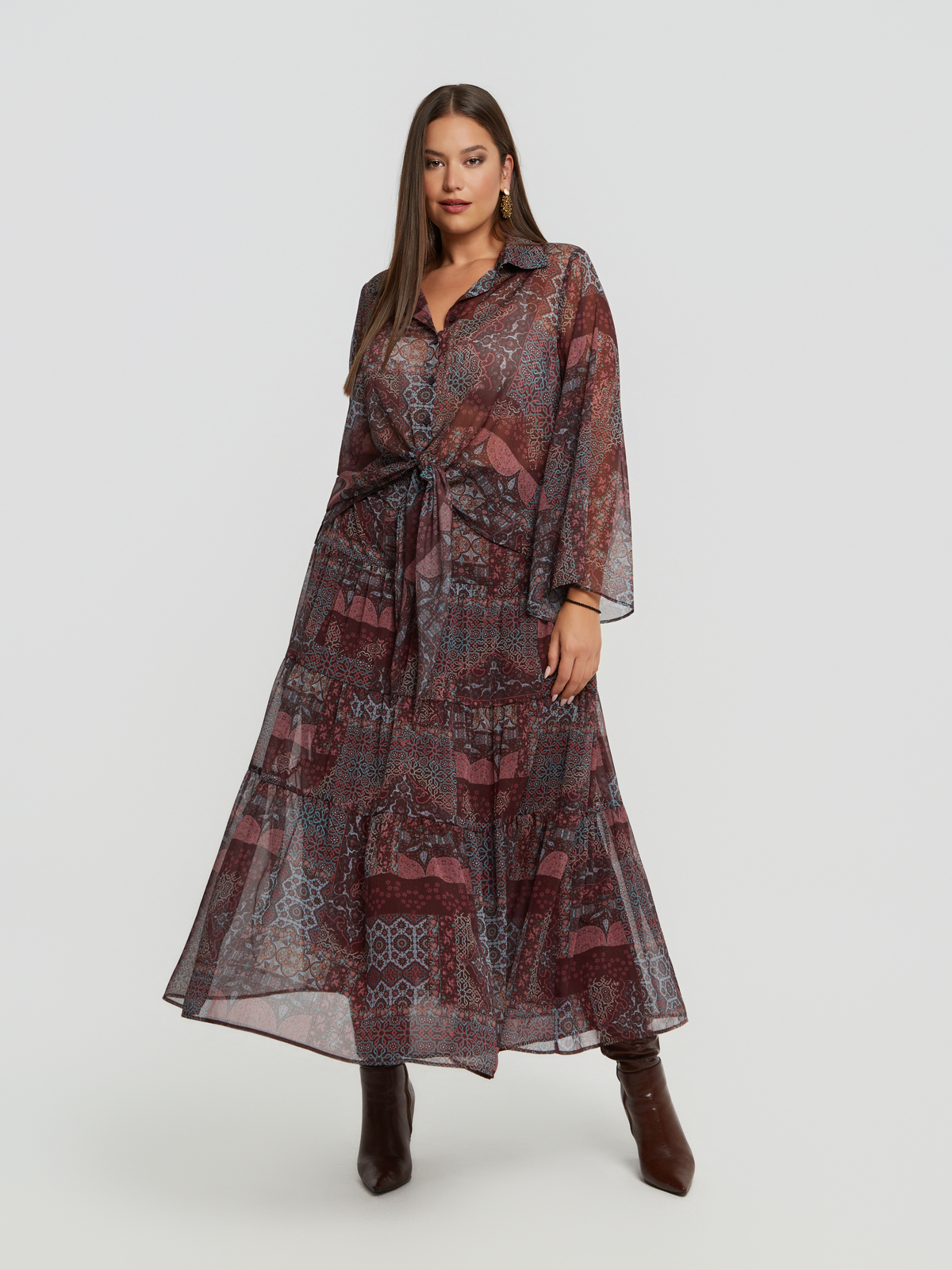 Εμπριμέ maxi φούστα φωτογραφία