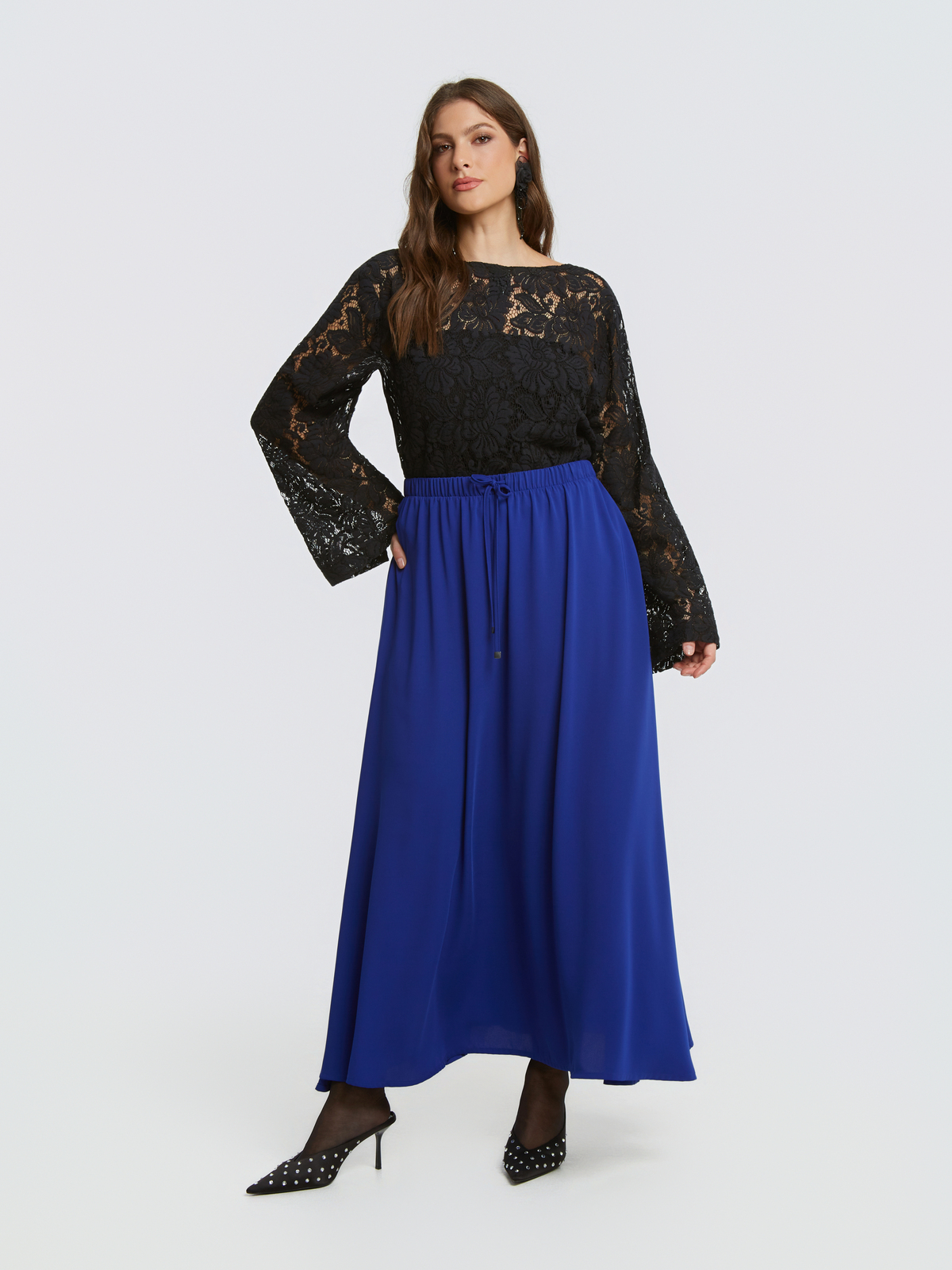 Maxi φούστα σε Α-γραμμή φωτογραφία