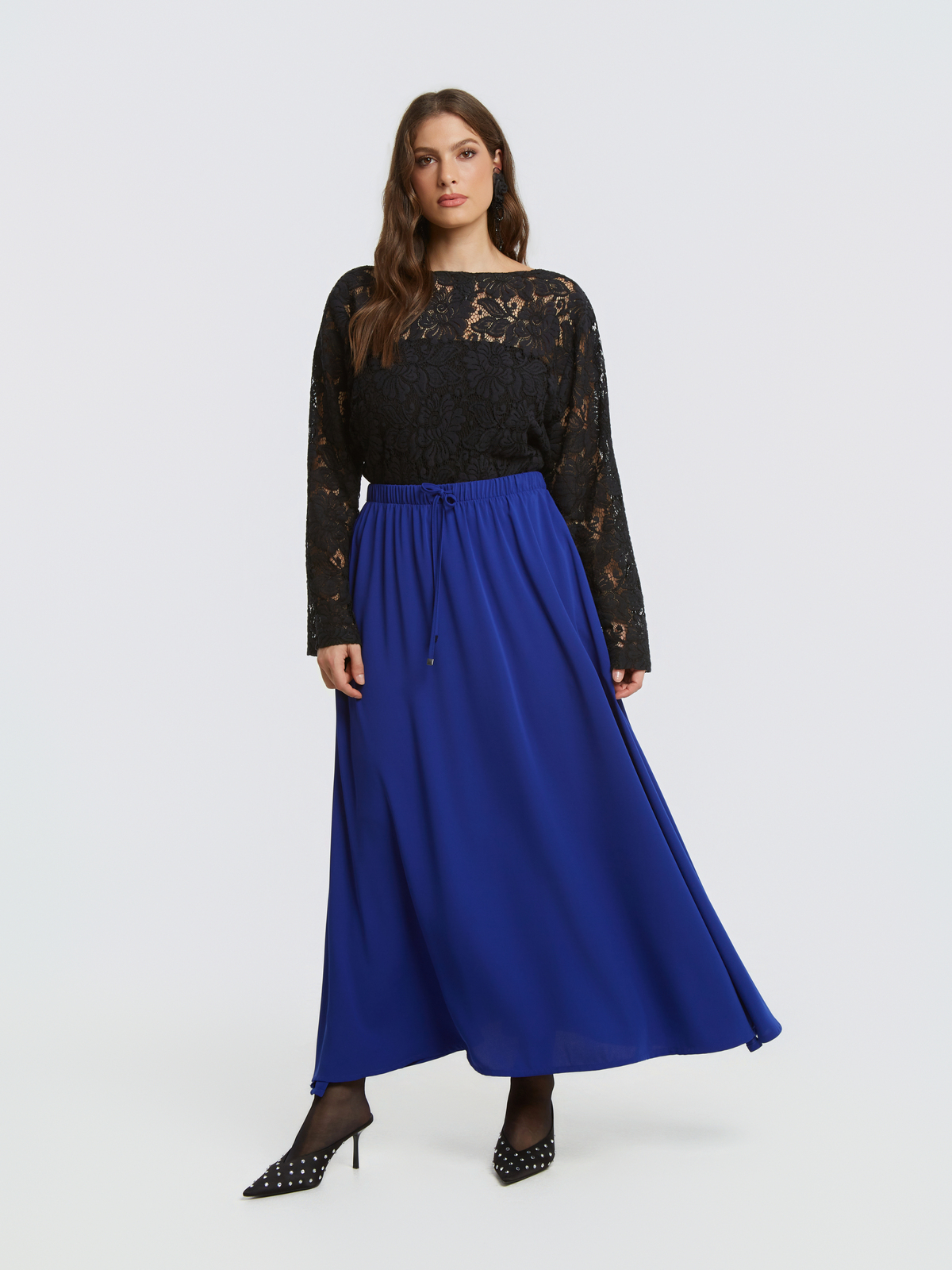 Maxi φούστα σε Α-γραμμή φωτογραφία