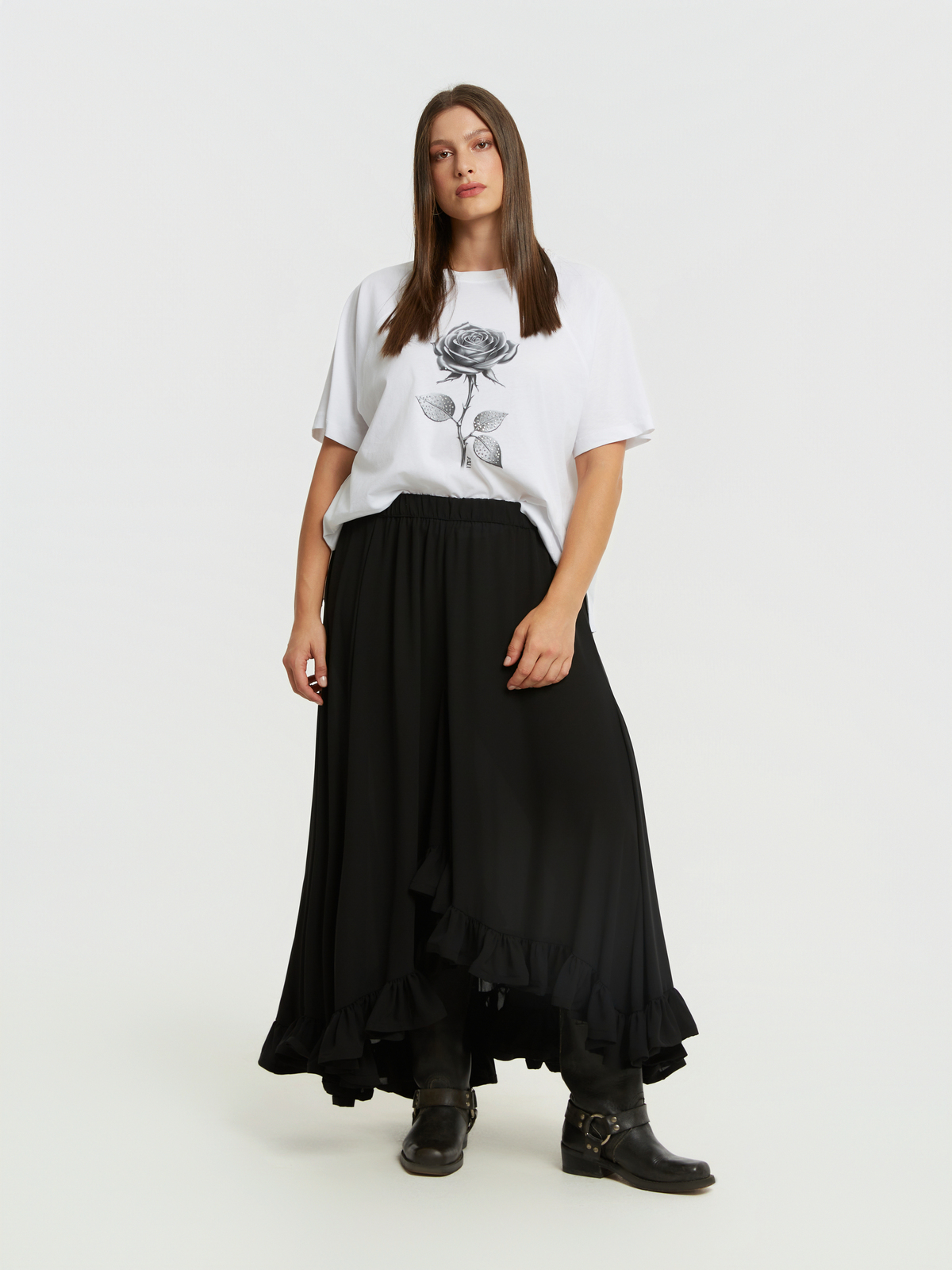 Αέρινη maxi φούστα με βολάν φωτογραφία