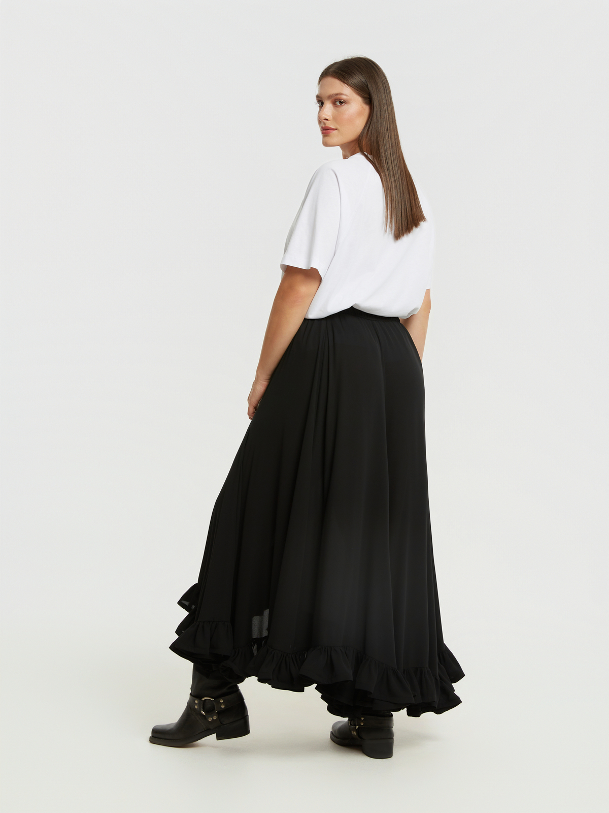 Αέρινη maxi φούστα με βολάν φωτογραφία