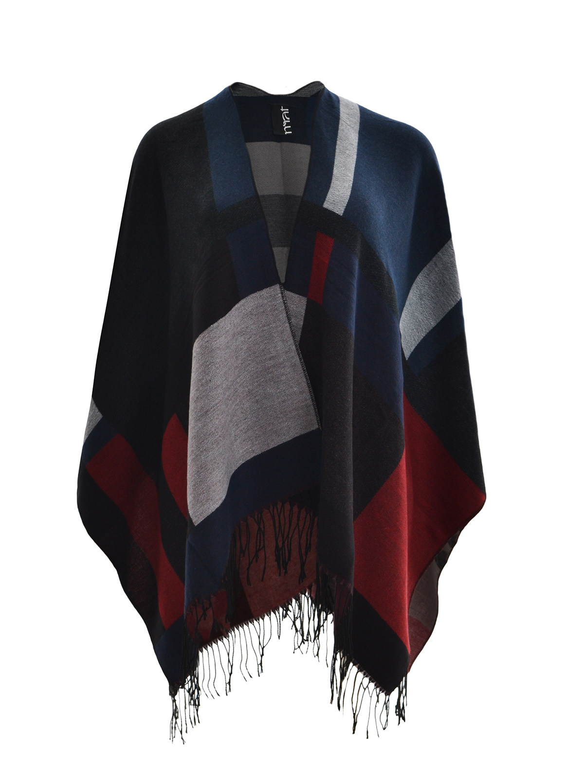 Πόντσο με γεωμετρικό σχέδιο & κρόσσια φωτογραφία