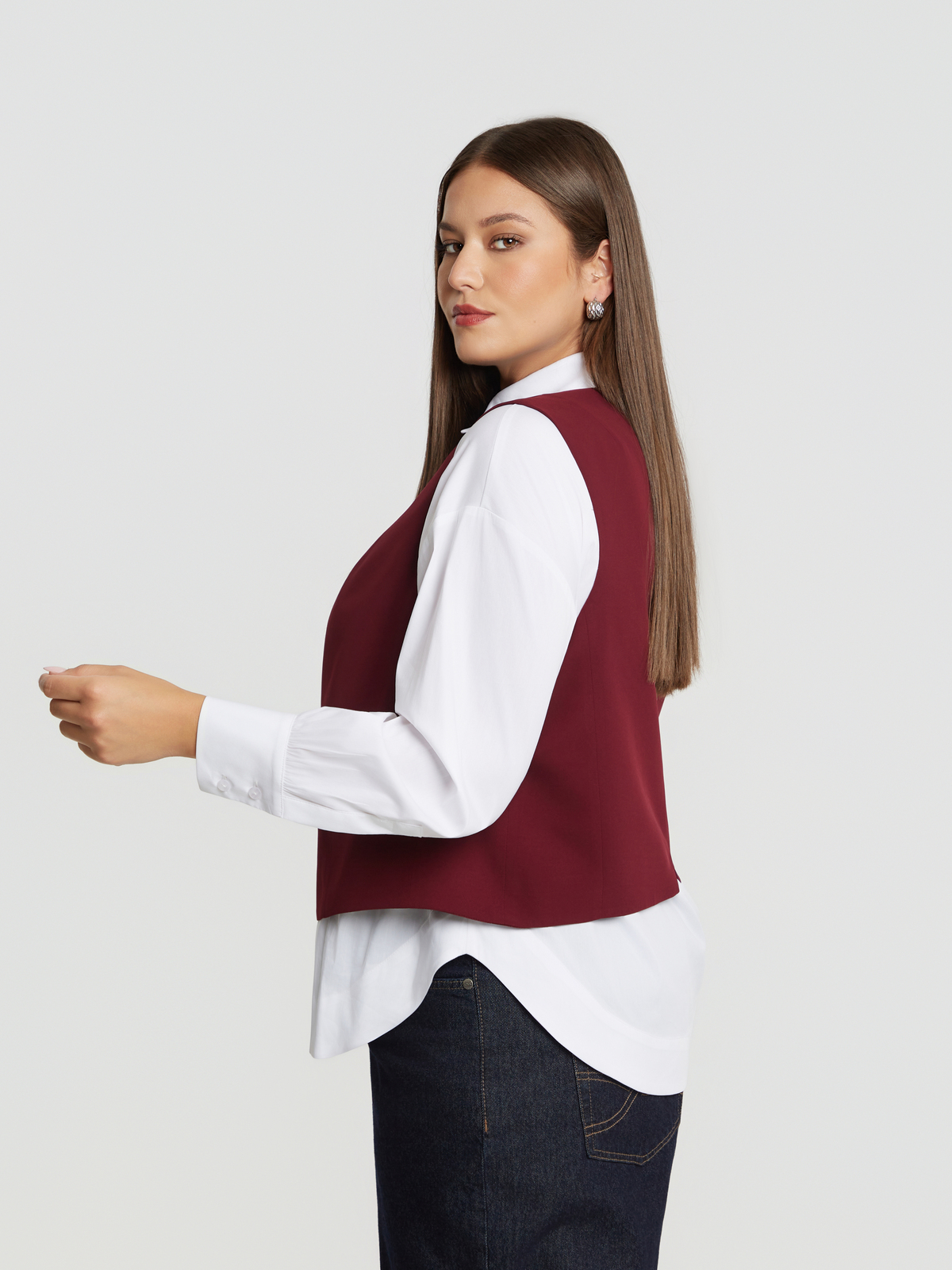 Cropped γιλέκο με ριγέ φόδρα φωτογραφία