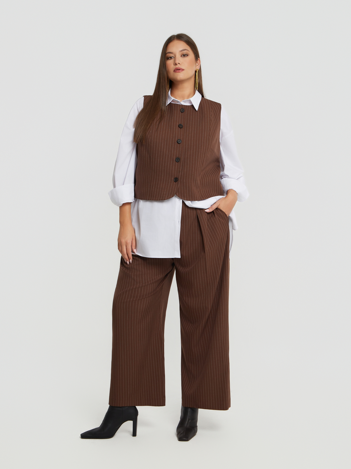 Cropped ριγέ γιλέκο φωτογραφία