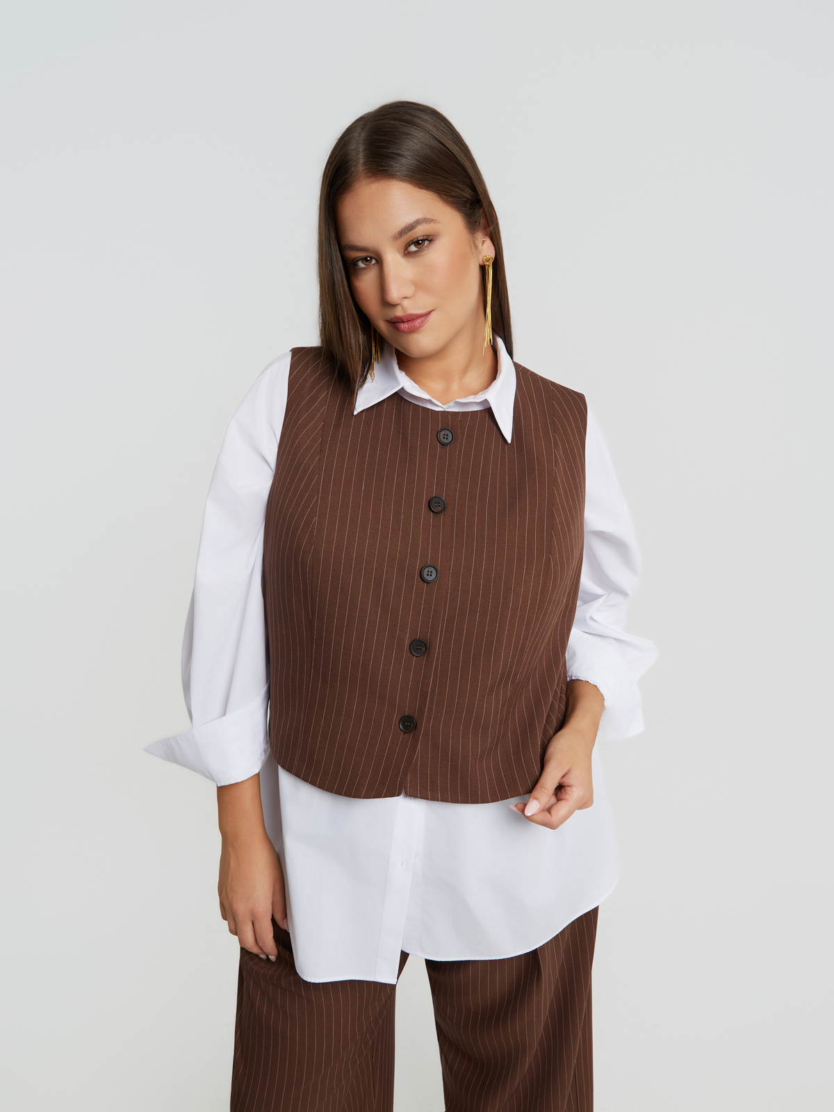 Cropped ριγέ γιλέκο φωτογραφία