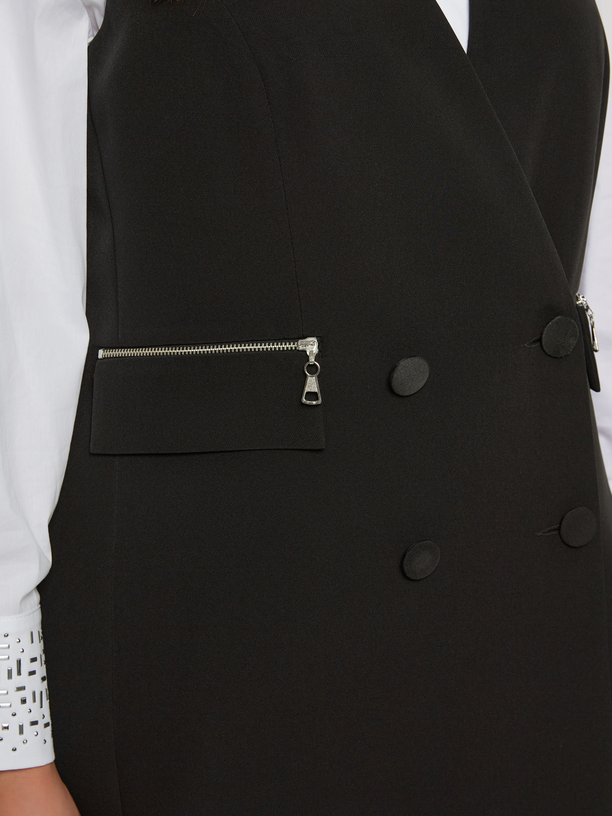 Μακρύ σταυρωτό γιλέκο με φερμουάρ φωτογραφία