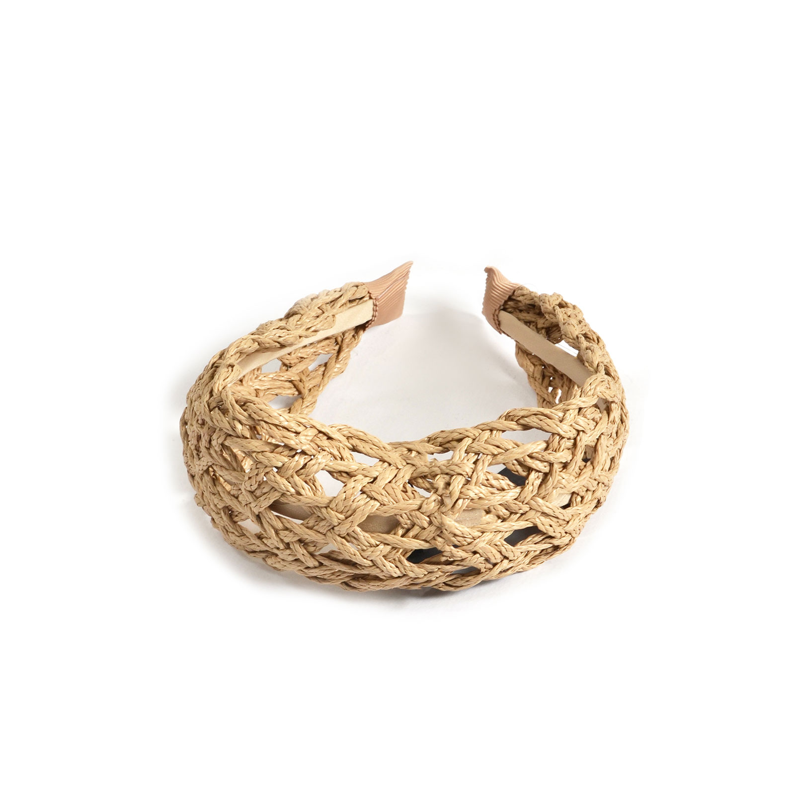 Beige rattan top knot headband