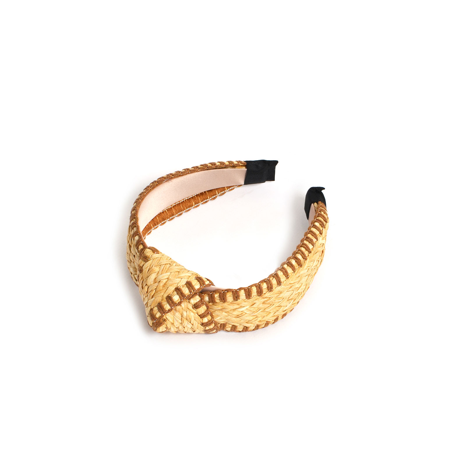 Two-tone rattan top knot headband
