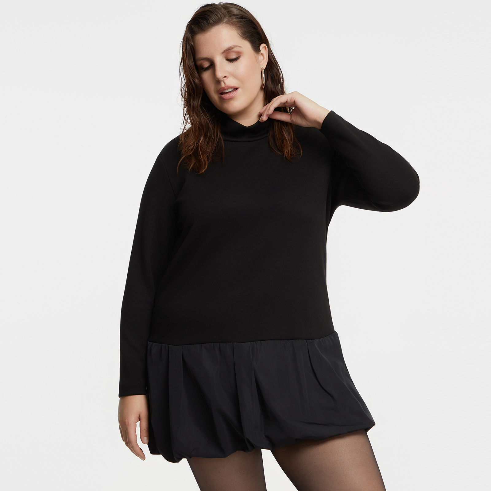 MAT FASHION Φόρεμα ζιβάγκο με συνδυασμό υφασμάτων