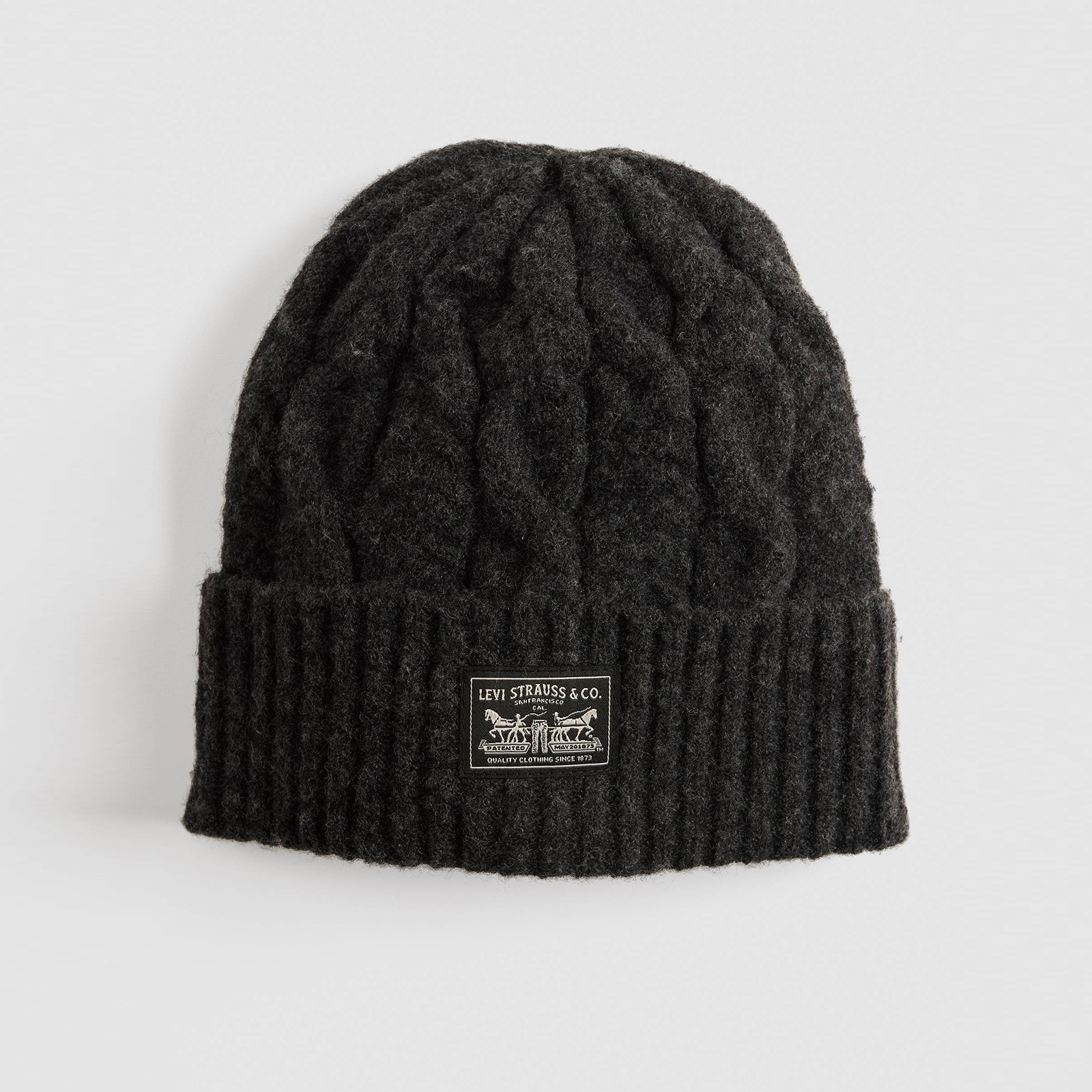 Holiday Cable-knit Backpatch Beanie