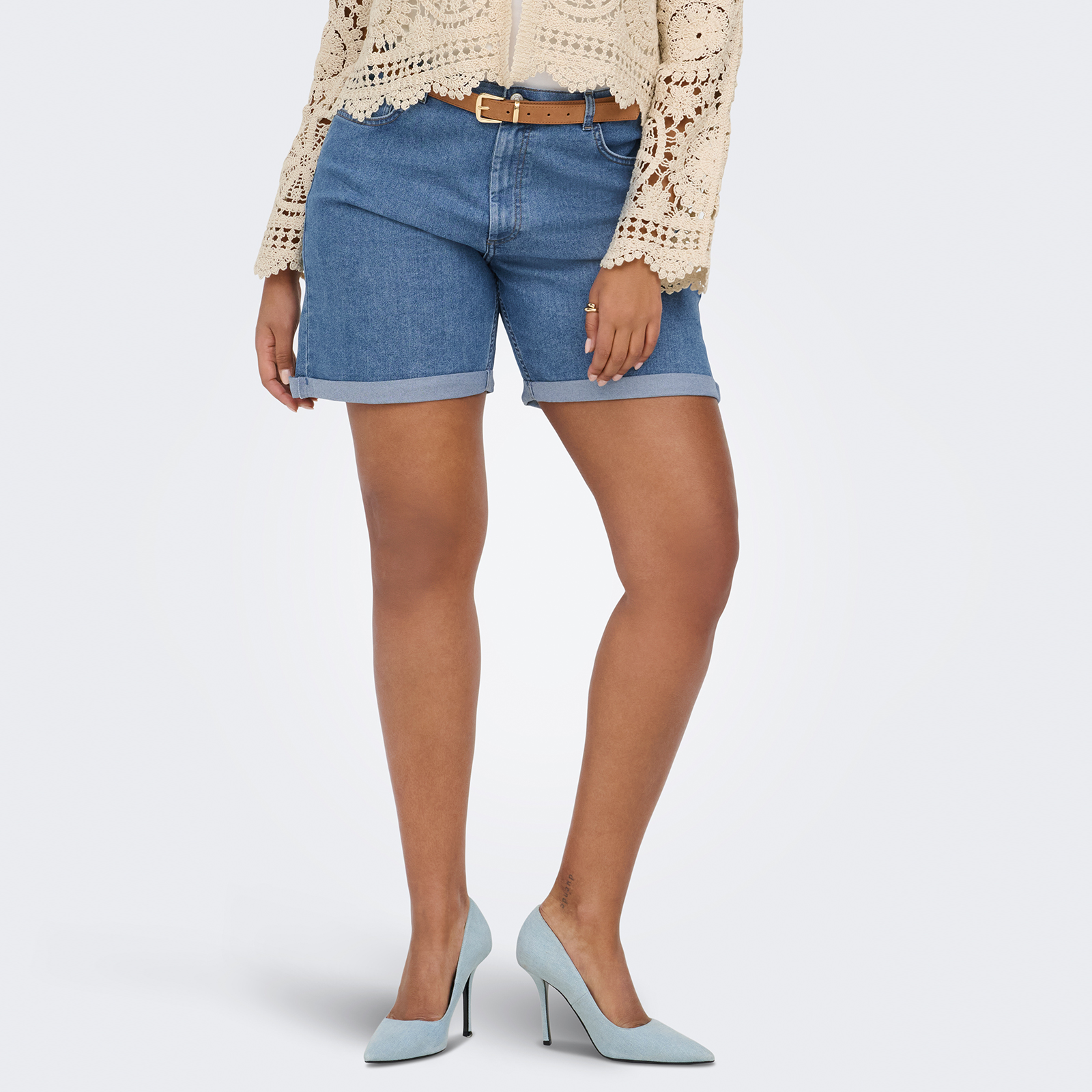 Carlaura high waist straight fit jeans shorts